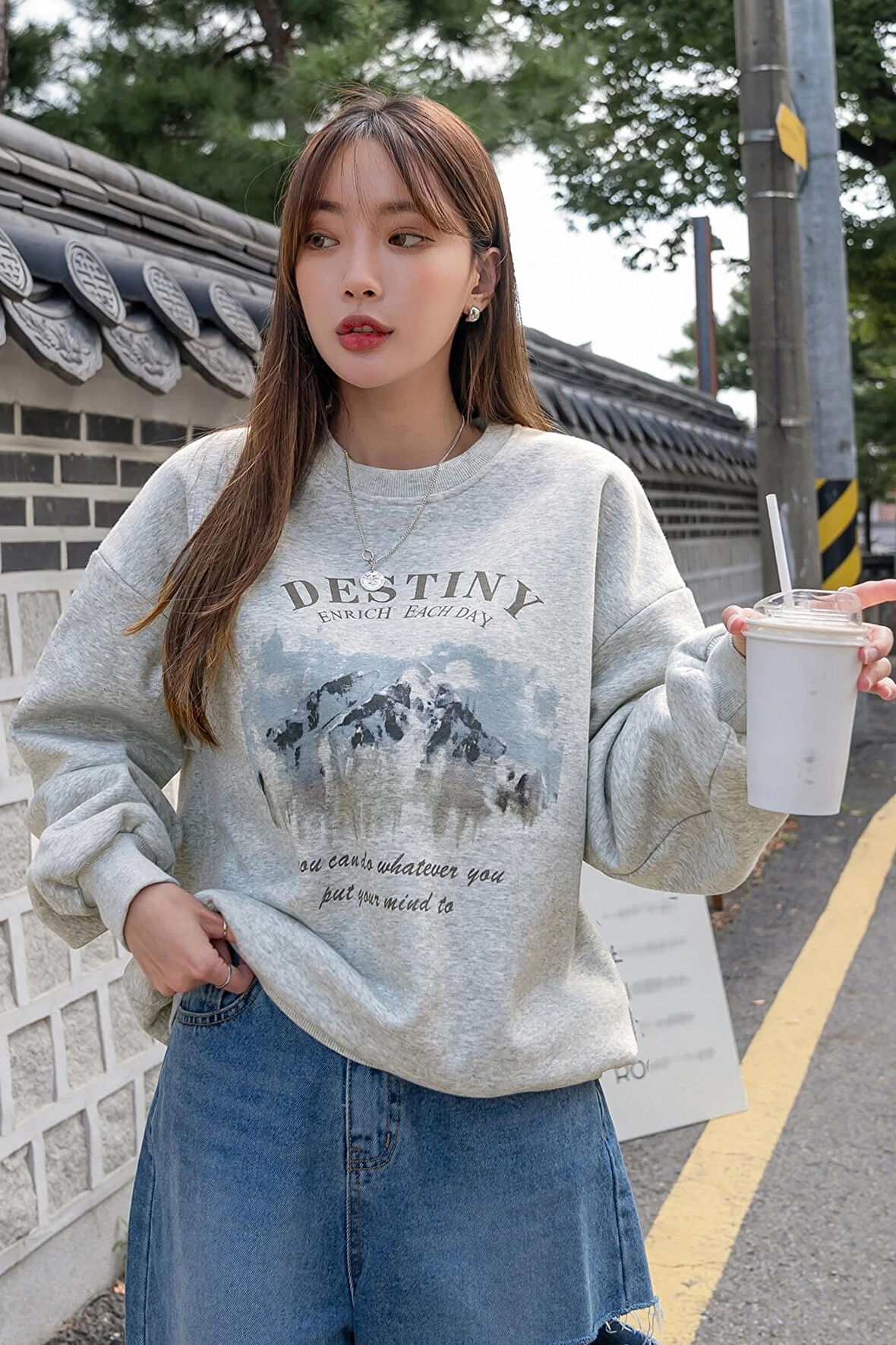 Uyguntarz Destiny Baskılı Oversize Sweatshirt