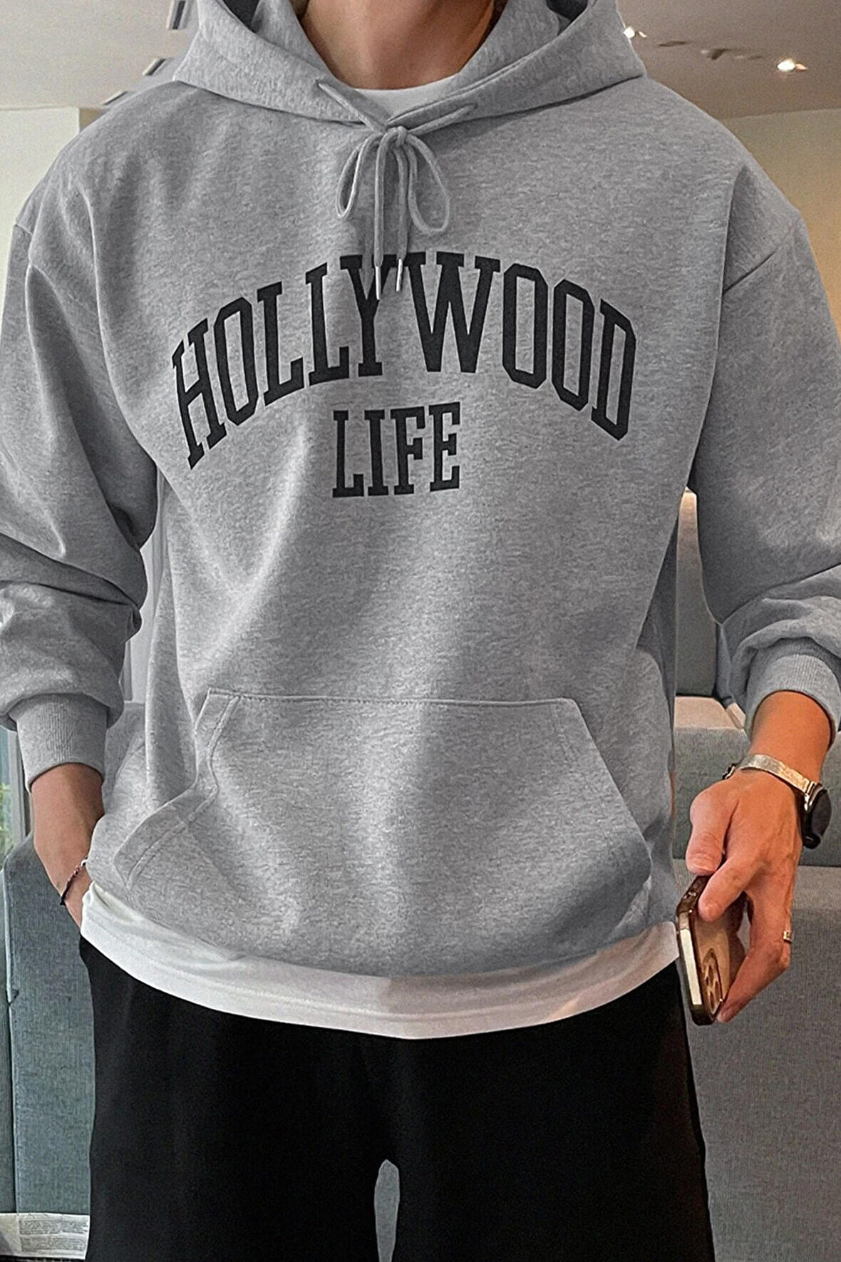 Uyguntarz Erkek Hoolywood Life Baskılı Oversize Sweatshirt