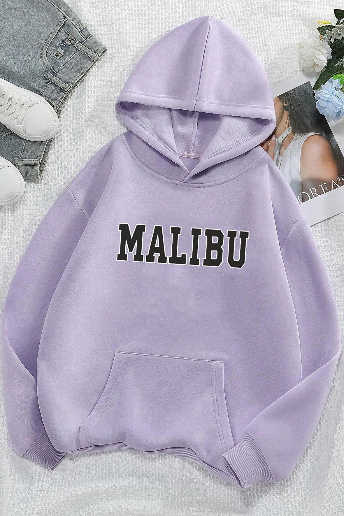 Unisex Malıbu Baskılı Oversize Sweatshirt