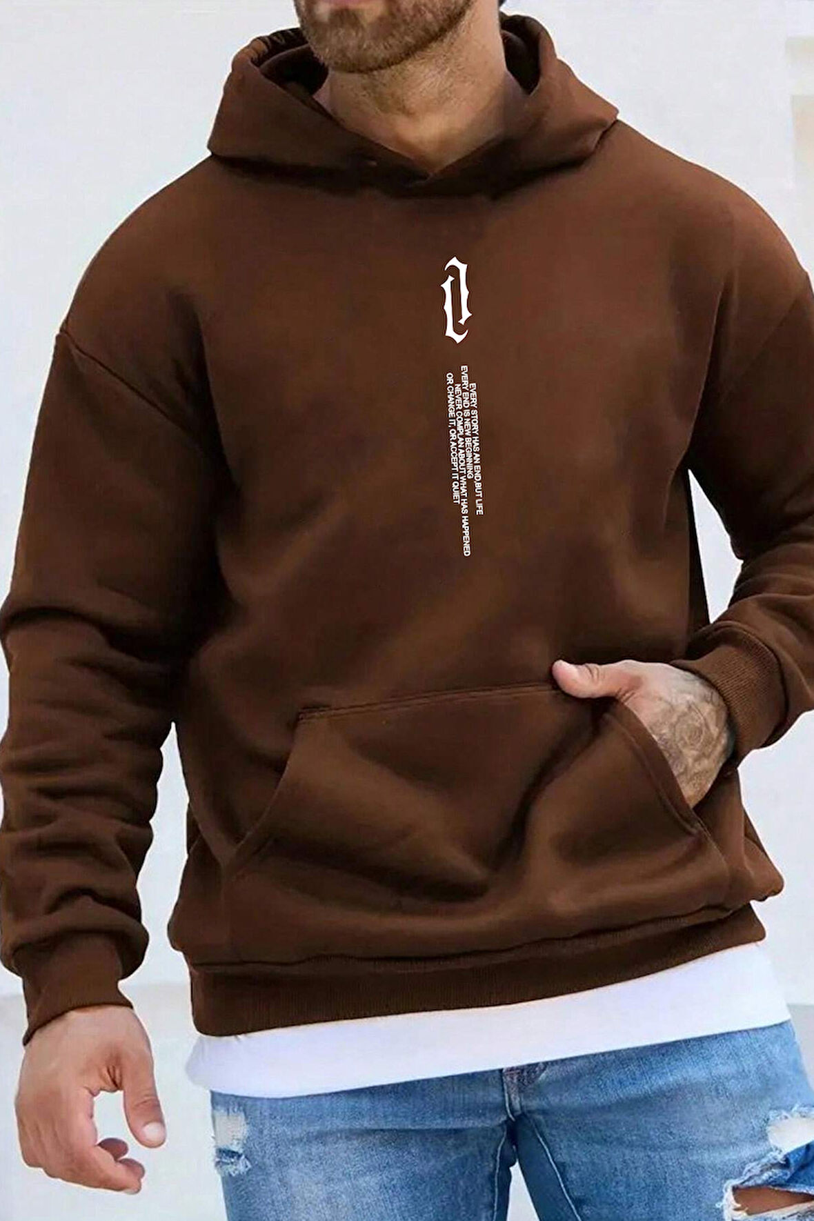 Uyguntarz Erkek Aleman Rapero Baskılı Oversize Sweatshirt