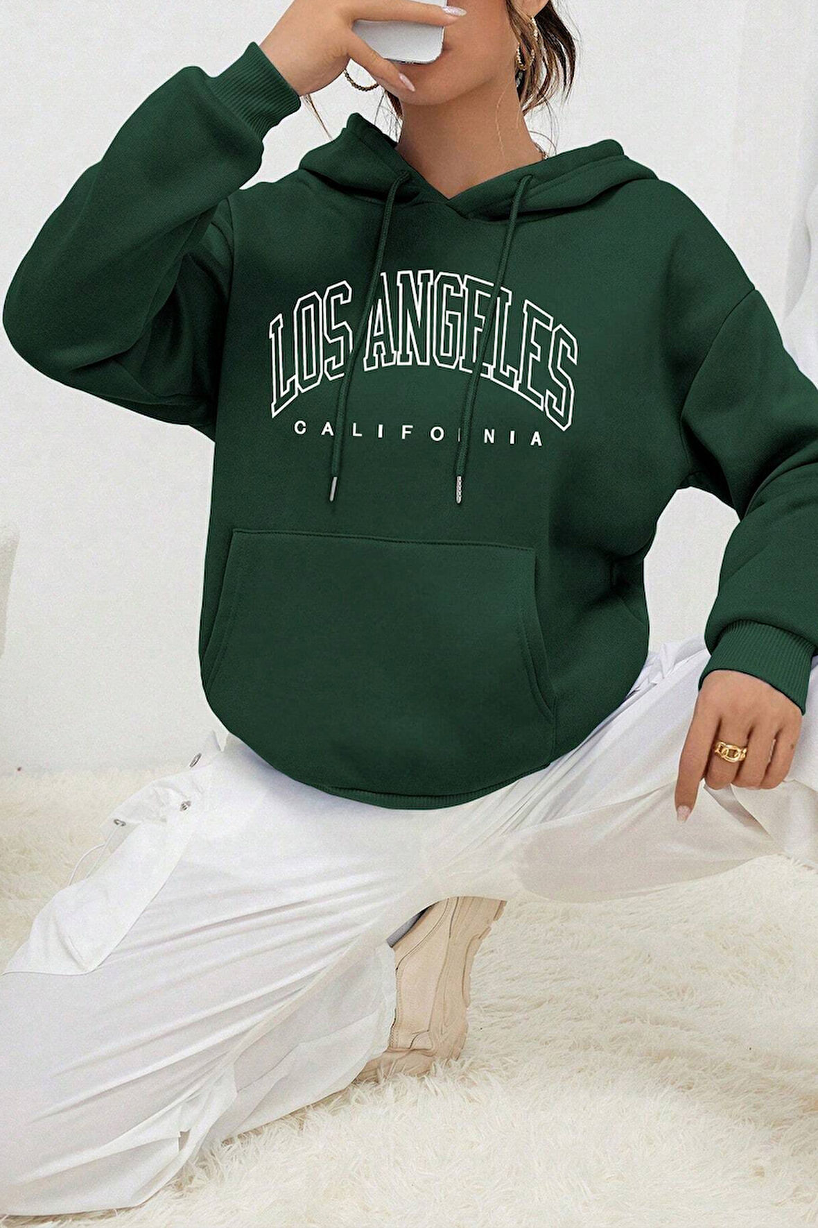 Unisex Los Angles  Baskılı Sweatshirt