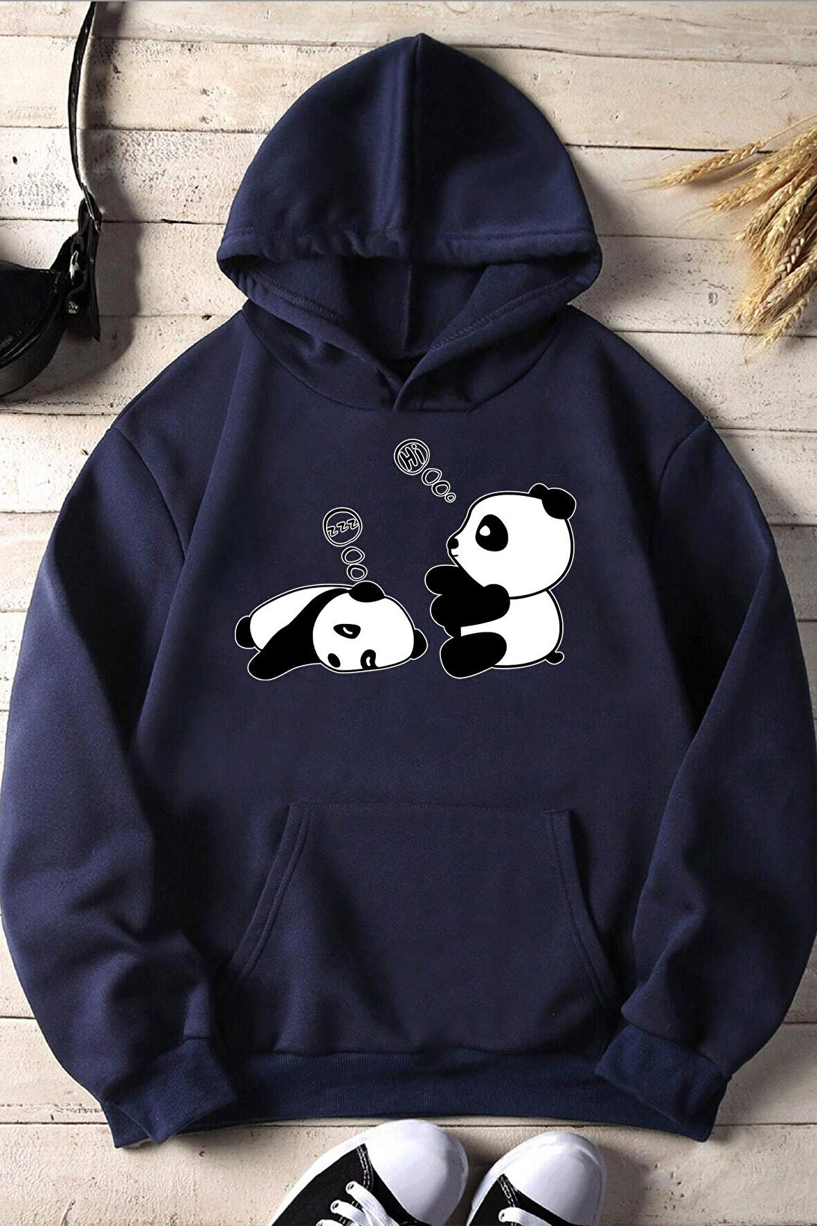 Uyguntarz Unisex Panda Baskılı Oversize Sweatshirt