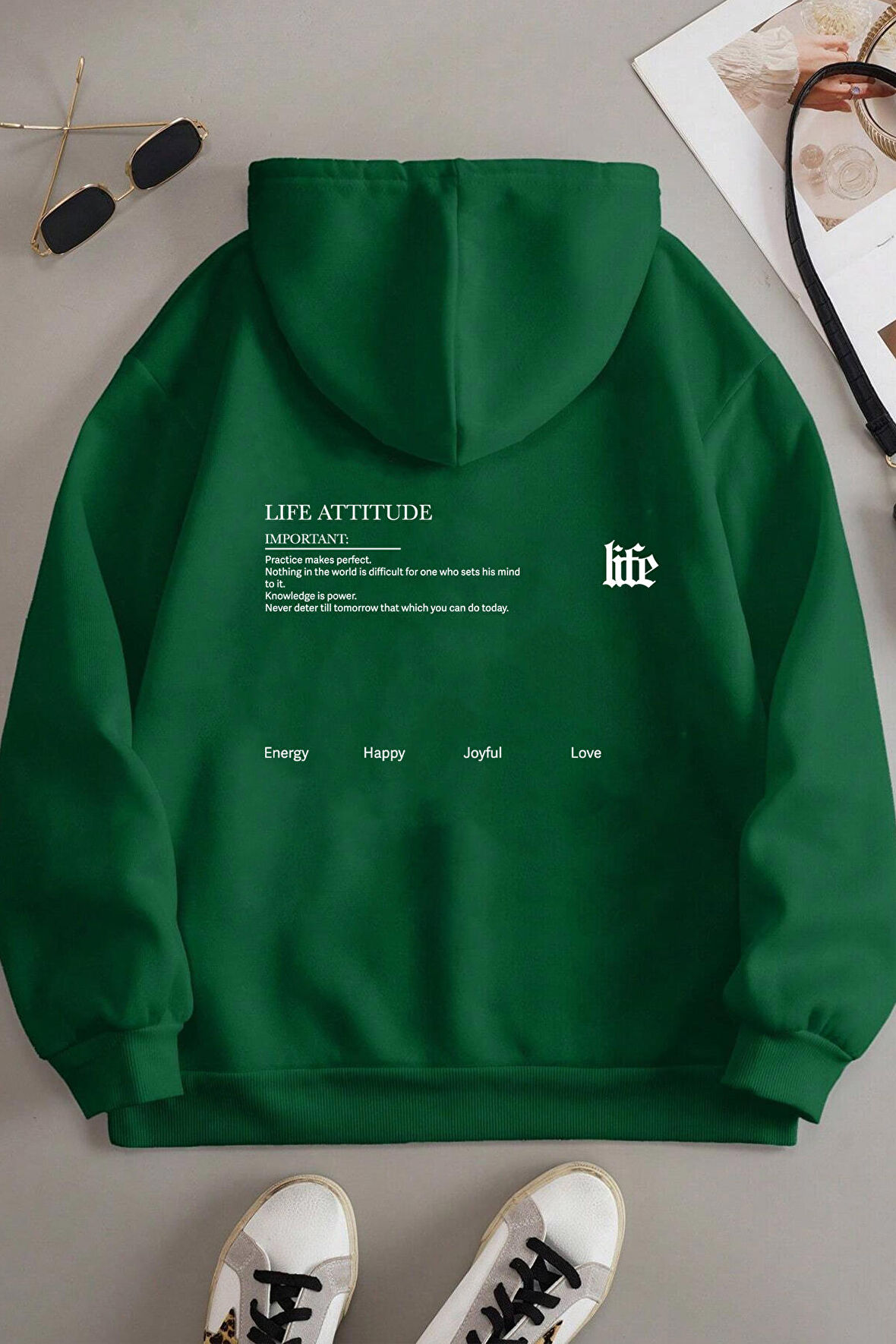 Uyguntarz Unisex Oversize Life Baskılı Sweatshirt