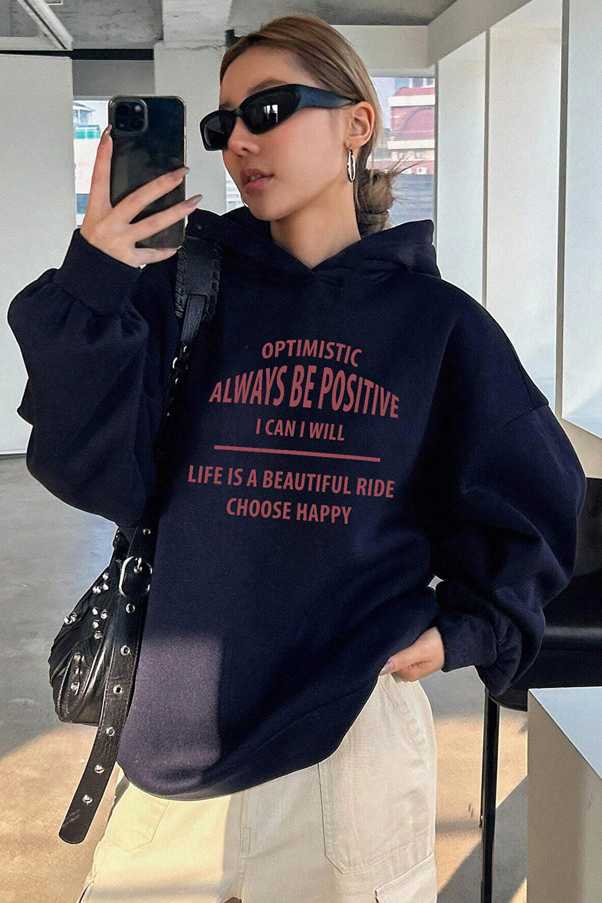 Uyguntarz Unisex Always Be Positive Baskılı Sweatshirt