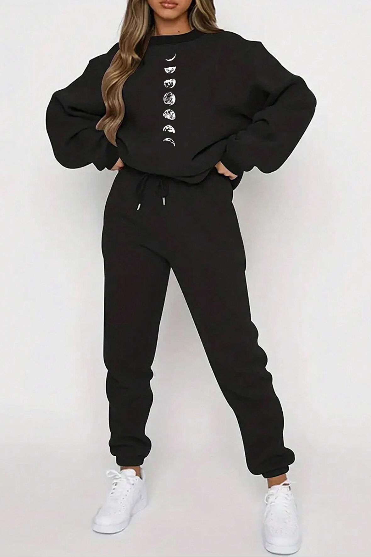 Uyguntarz Unisex Astronomi Baskılı Bisiklet Yaka Eşofman Takımı