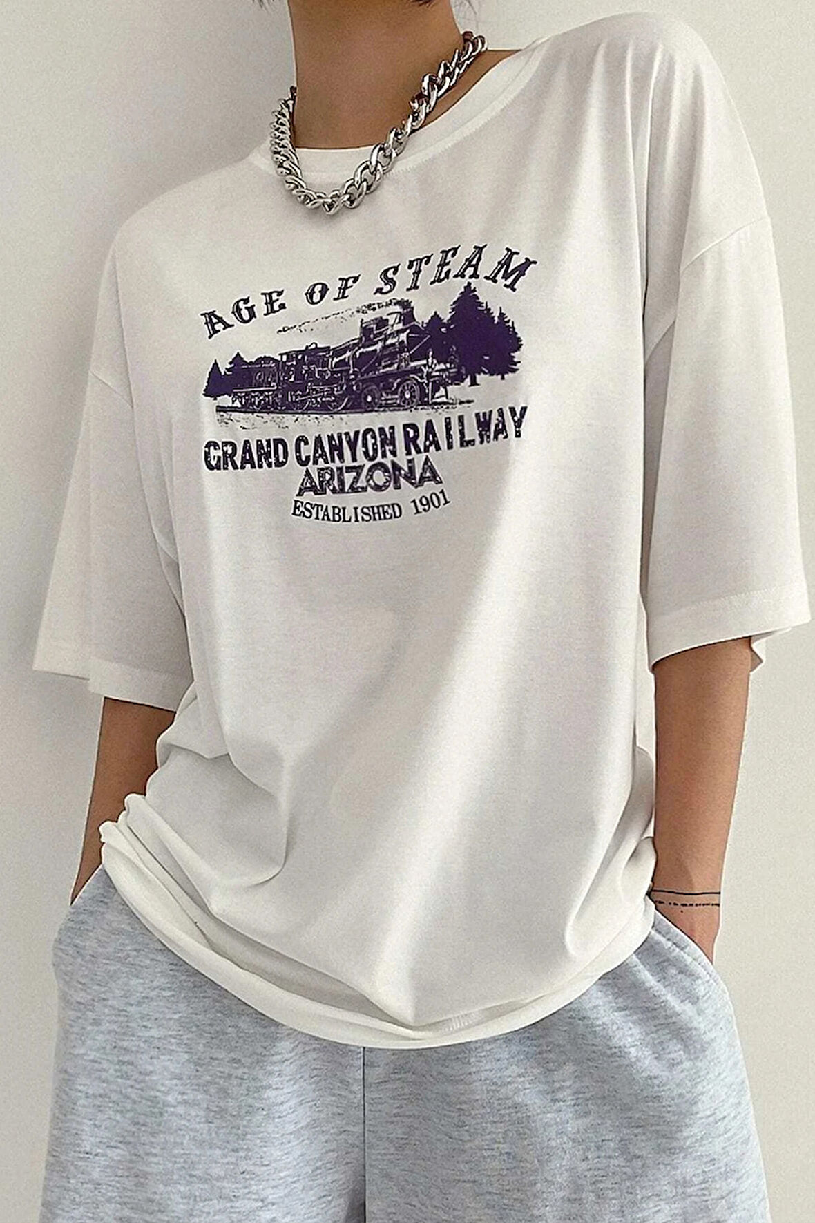 Unisex Age Of Steam Baskılı Tasarım Tshirt