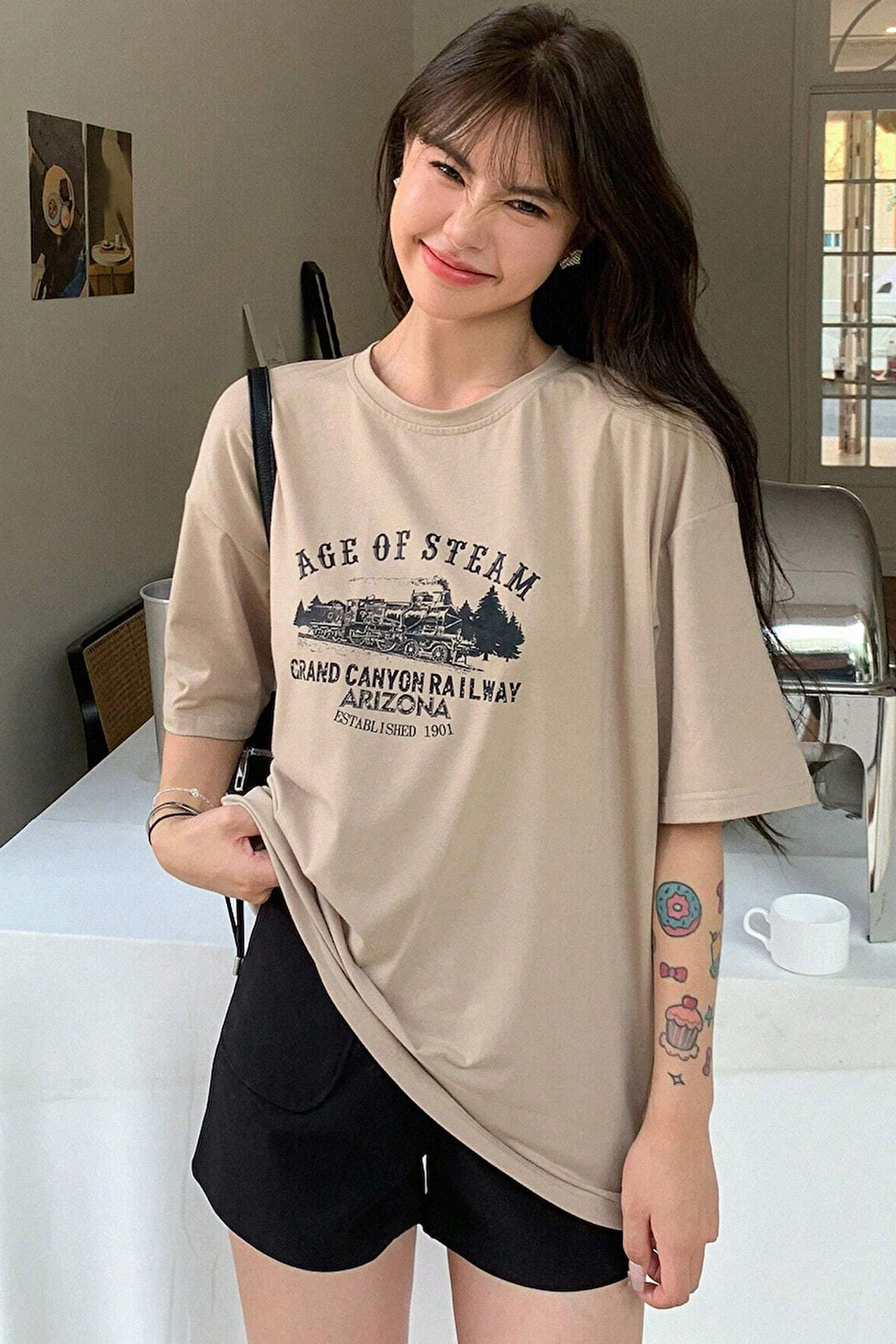 Unisex Age Of Steam Baskılı Tasarım Tshirt