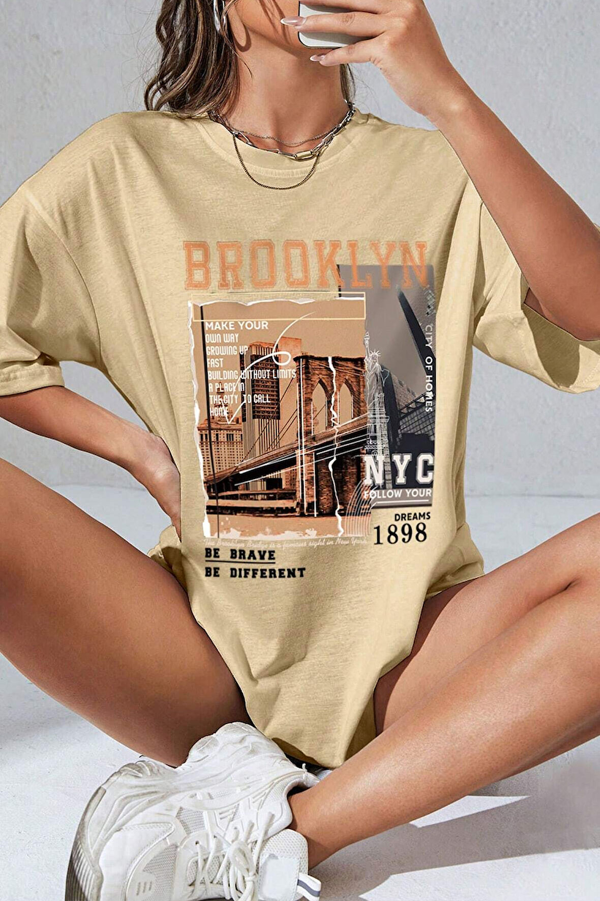 Uyguntarz Unisex Brooklyn Baskılı Tasarım Tshirt
