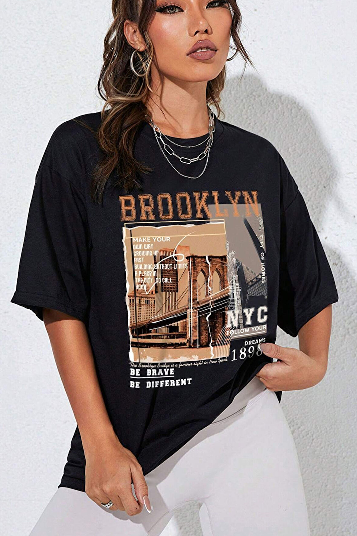 Uyguntarz Unisex Brooklyn Baskılı Tasarım Tshirt