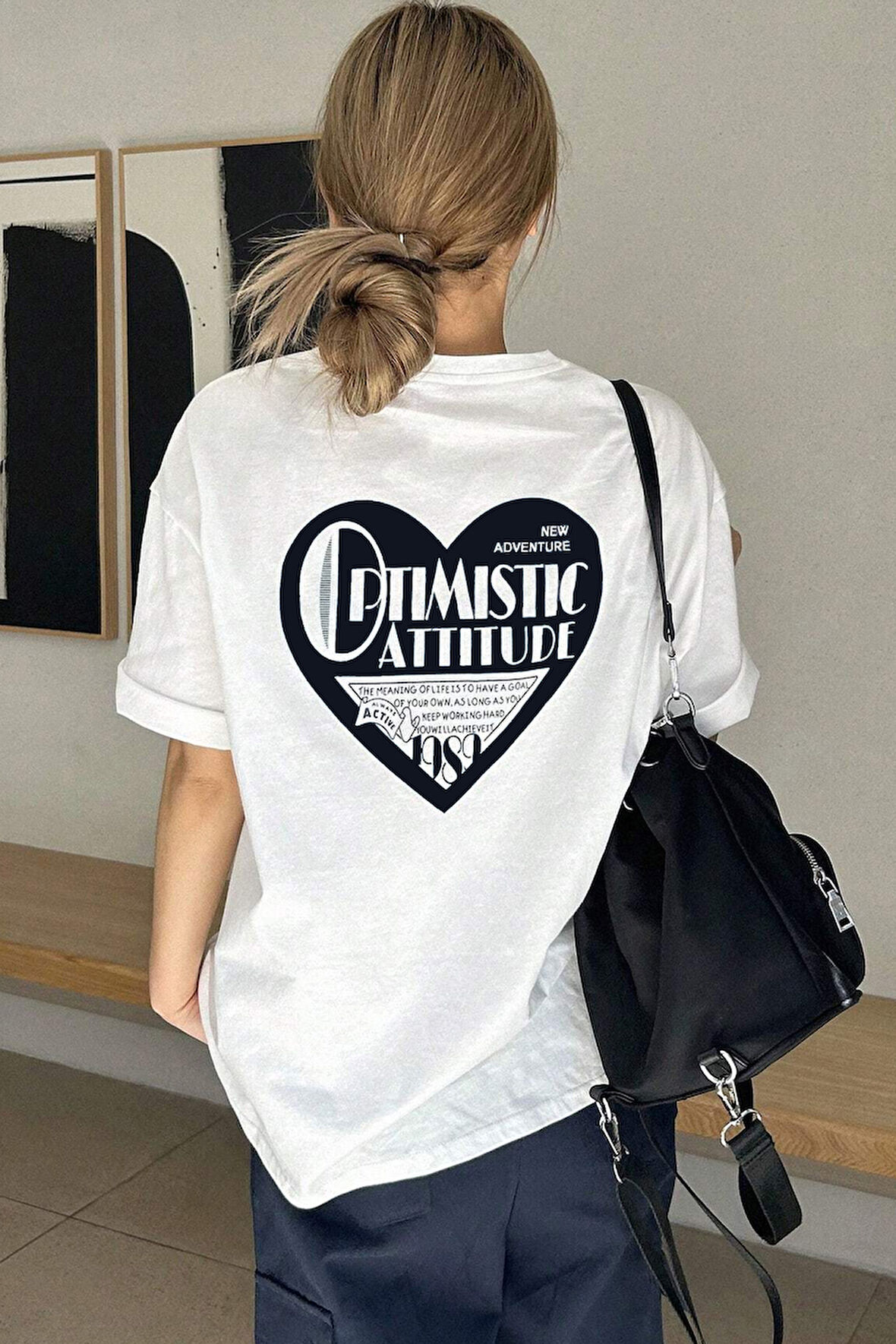 Uyguntarz Unisex Optimistic Baskılı Tasarım Tshirt