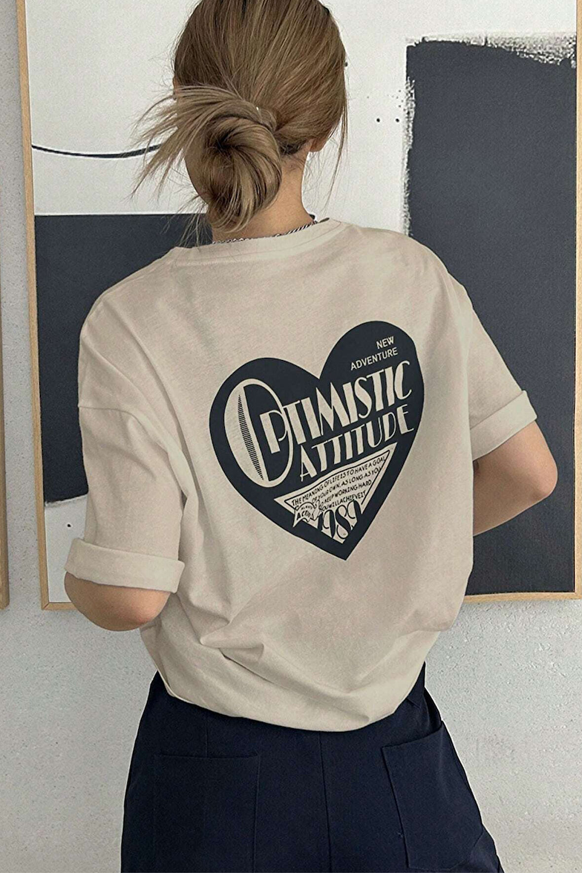 Uyguntarz Unisex Optimistic Baskılı Tasarım Tshirt