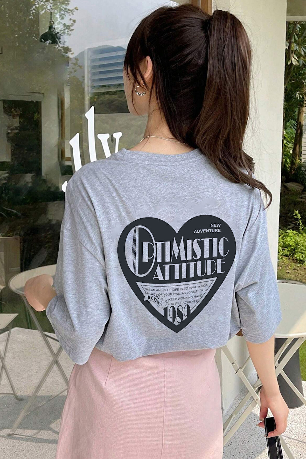 Uyguntarz Unisex Optimistic Baskılı Tasarım Tshirt