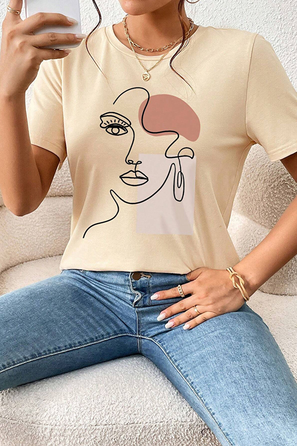 Uyguntarz Unisex Make Up Siluet Baskılı Tasarım Tshirt