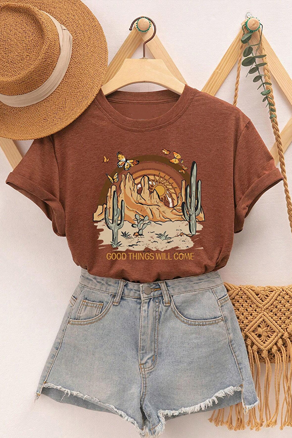 Uyguntarz Unisex Good Things Will Come Baskılı Tasarım Tshirt