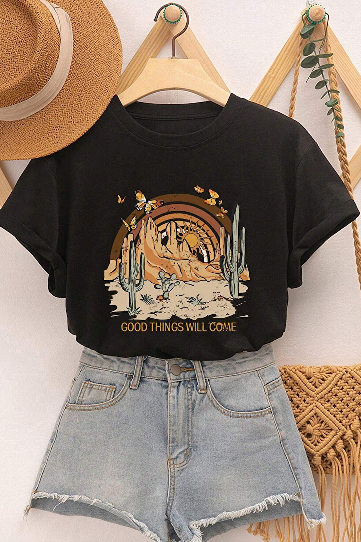 Uyguntarz Unisex Good Things Will Come Baskılı Tasarım Tshirt