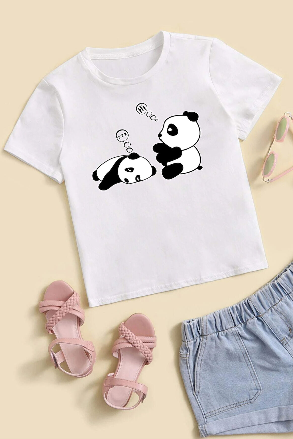 Çocuk Sleep Panda Baskılı Pamuklu Tshirt