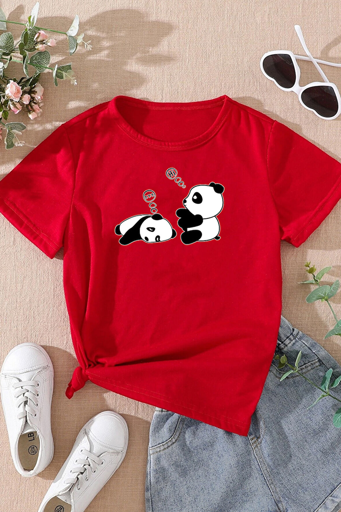 Çocuk Sleep Panda Baskılı Pamuklu Tshirt