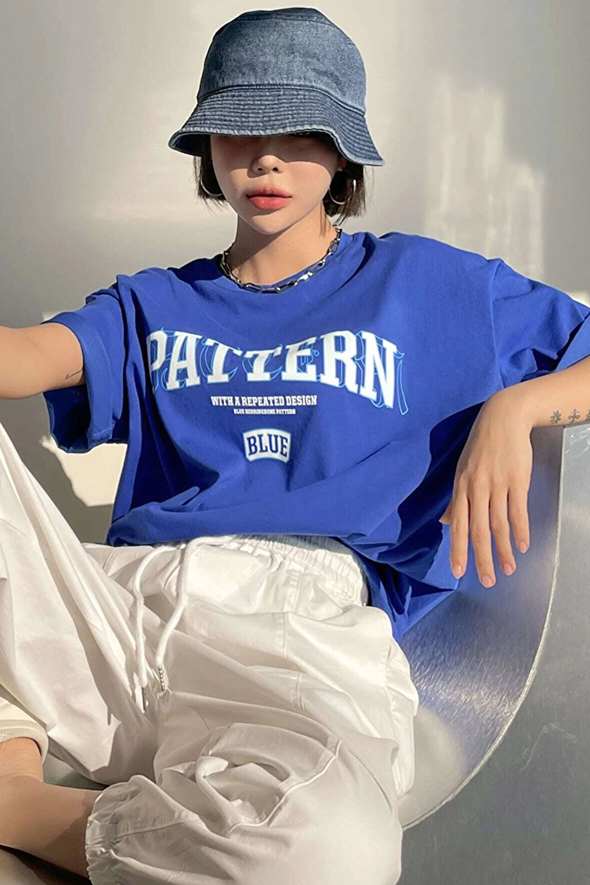 Uyguntarz Unisex Pattern Blue Baskılı Tasarım Tshirt