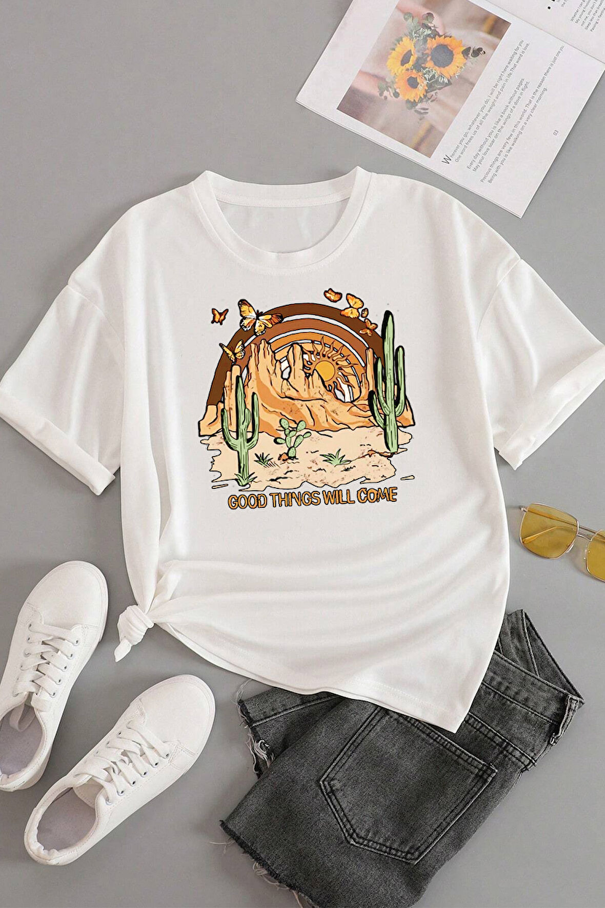 Uyguntarz Unisex Good Things Will Come Baskılı Tasarım Tshirt