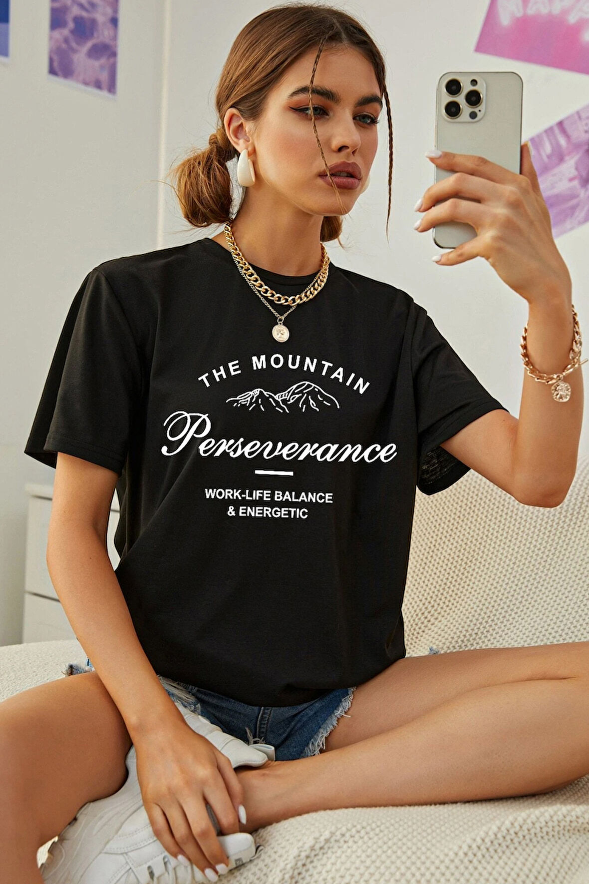 Uyguntarz Unisex The Mountain Baskılı Tasarım Tshirt