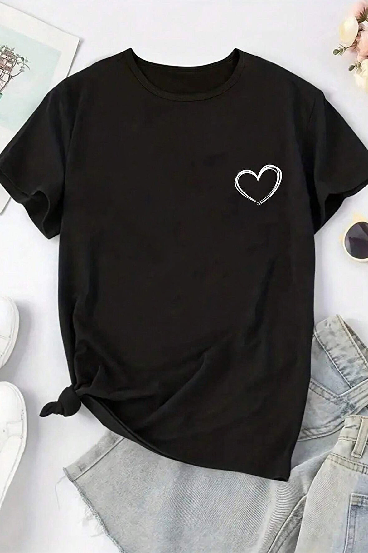 Uyguntarz Unisex Hearts Baskılı Tasarım Tshirt
