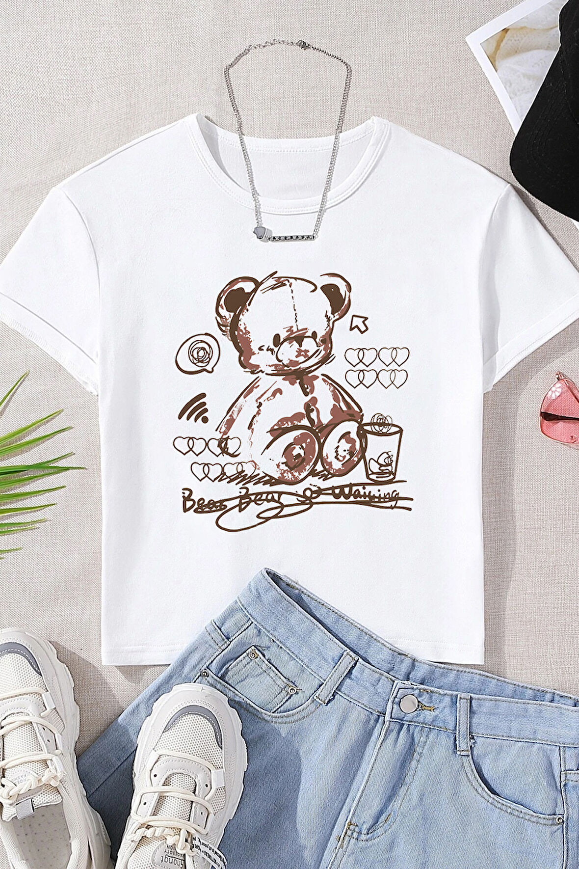 Uyguntarz Çocuk Oyuncak Ayı Baskılı Pamuklu Tshirt