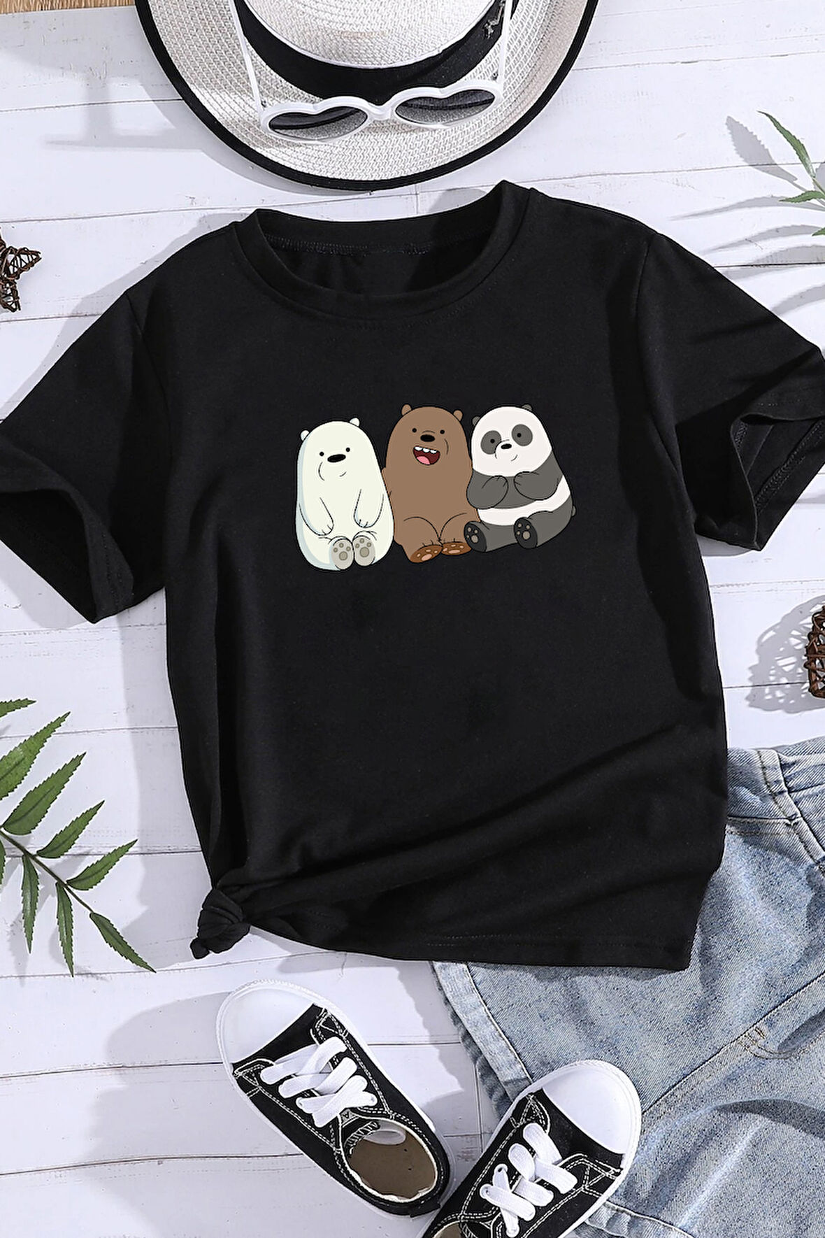 Uyguntarz Çocuk Kafadar Ayılar Baskılı Pamuklu Tshirt