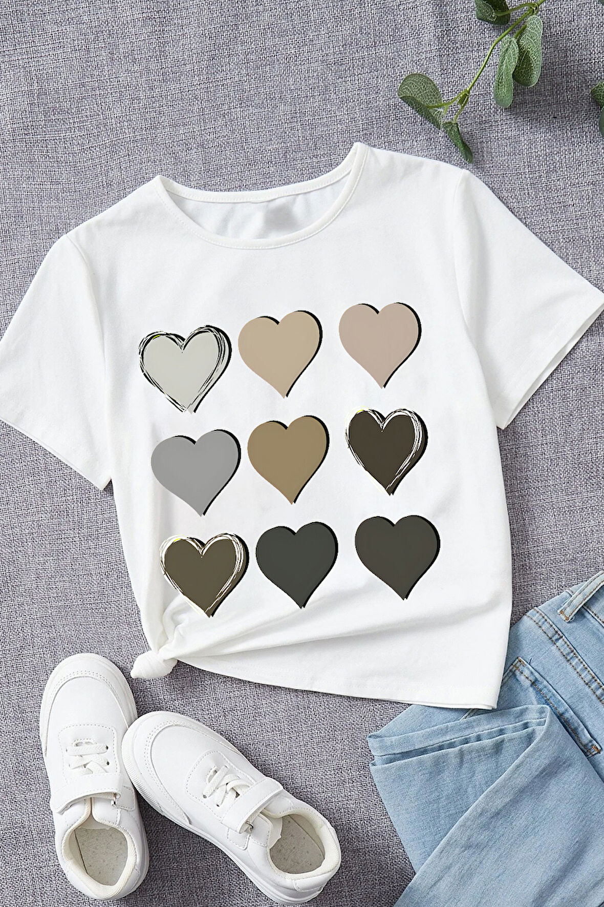 Uyguntarz Çocuk Kalp Baskılı Pamuklu Tshirt