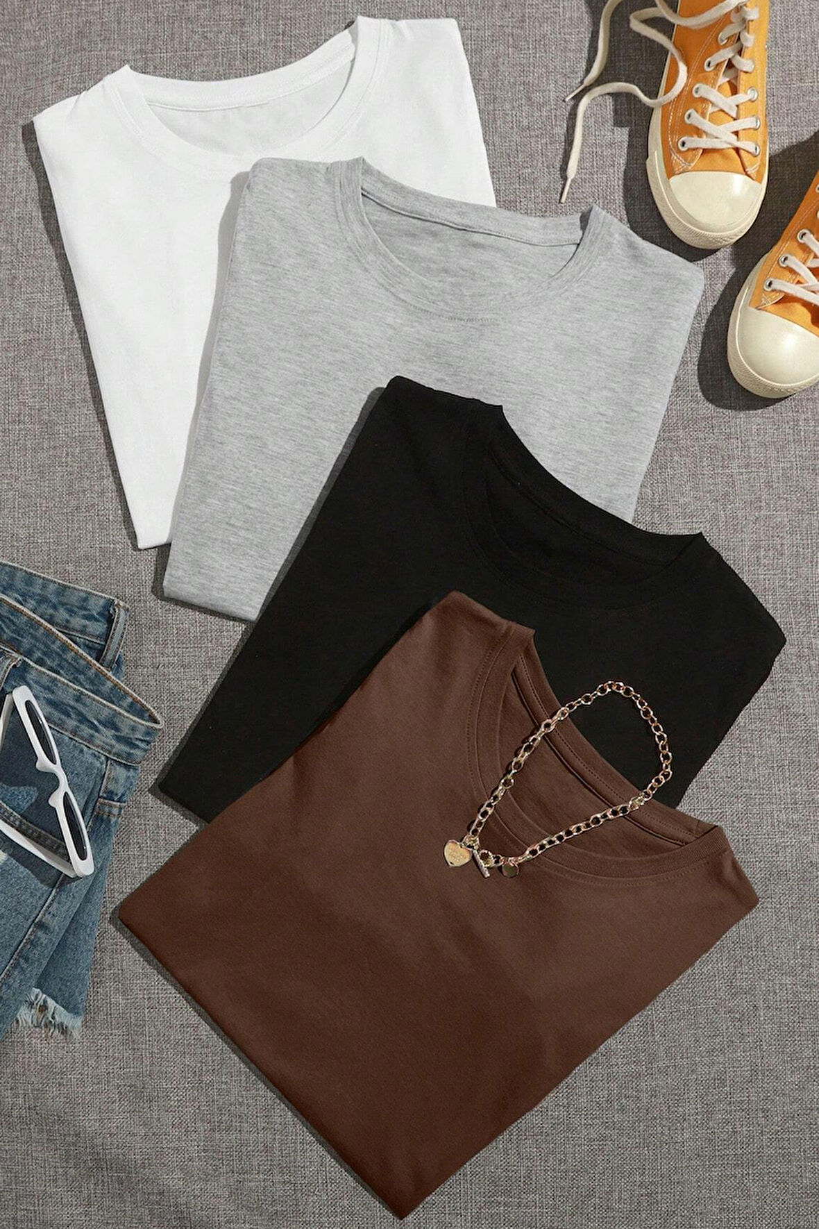 Unisex Basic Model 4'lu Tshirt