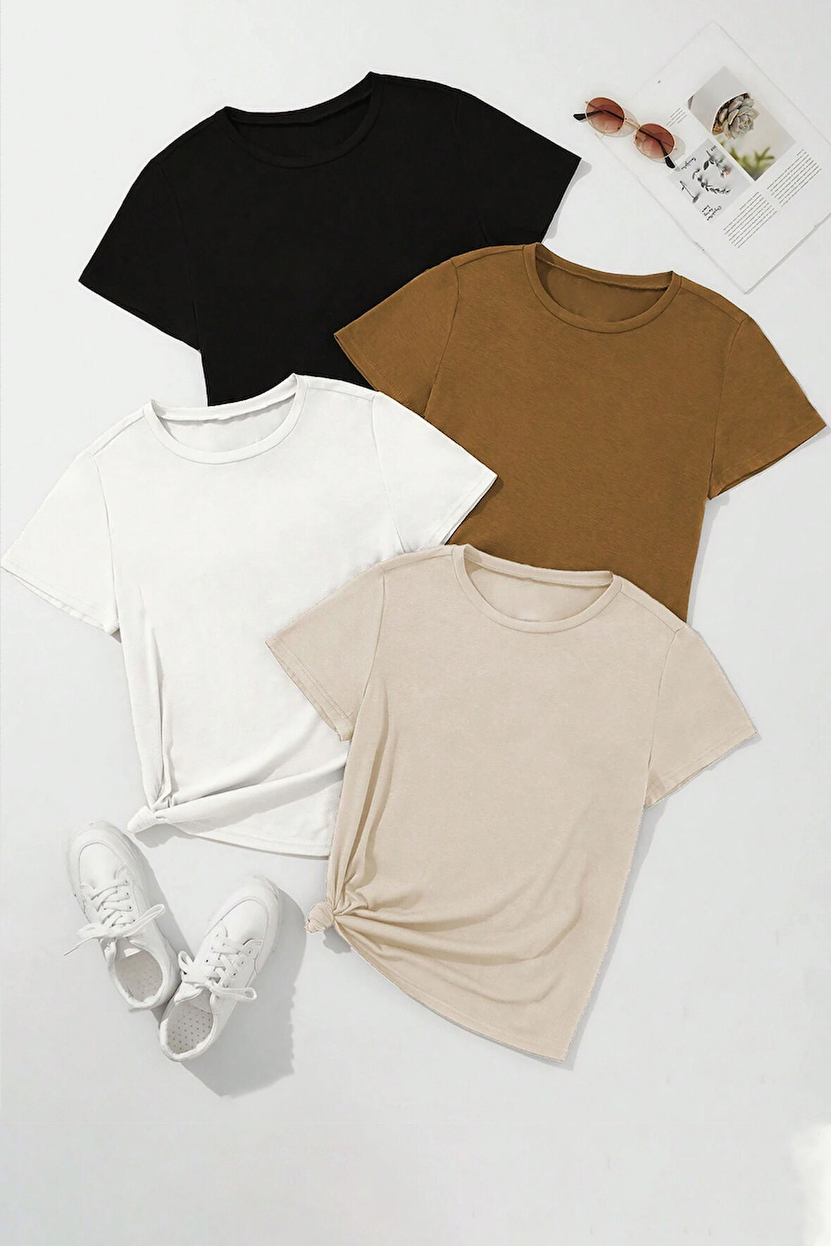 Unisex Basic Model 4'lu Tshirt