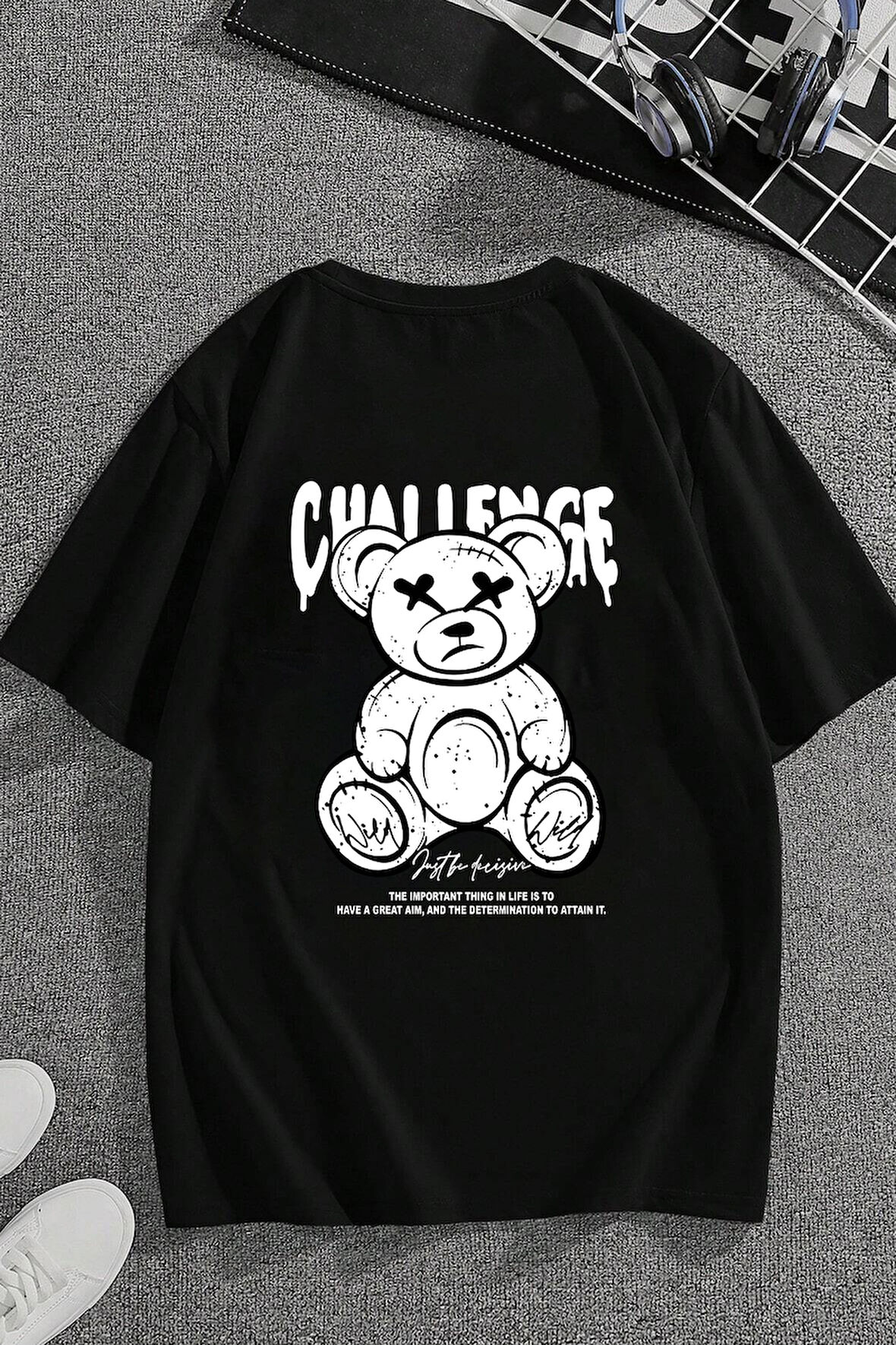 Uyguntarz Unisex Chalenge Sırt Baskılı Tasarım Tshirt