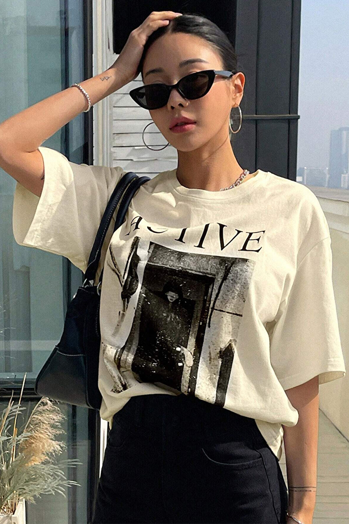 Uyguntarz Unisex Active Baskılı Oversize Tshirt