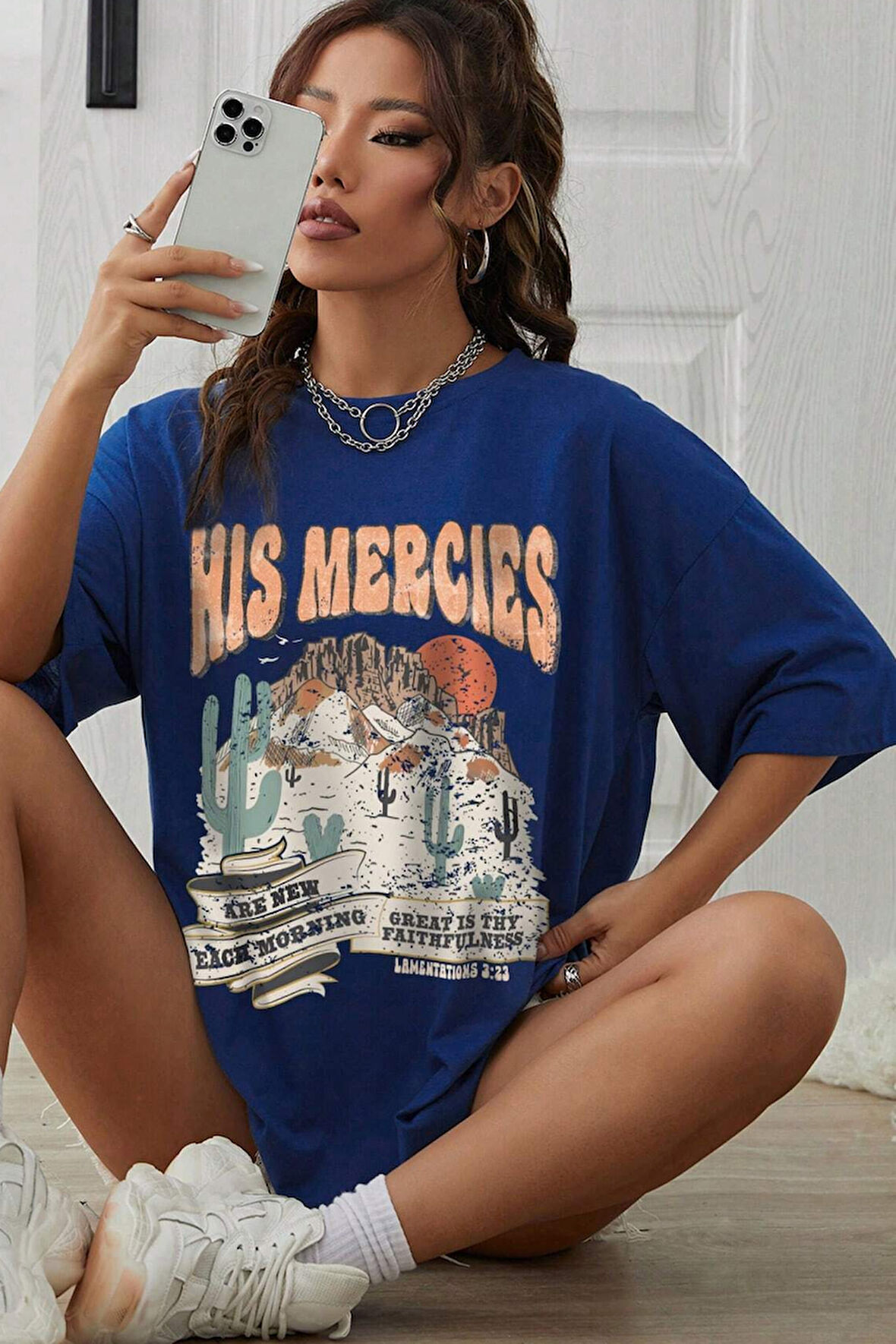 Uyguntarz Unisex His Mercies Baskılı Oversize Tshirt