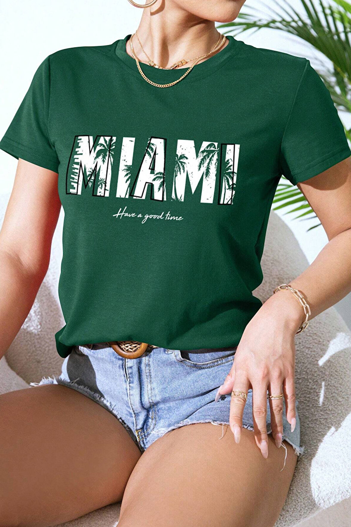 Uyguntarz Unisex Miami Baskılı Oversize Tshirt
