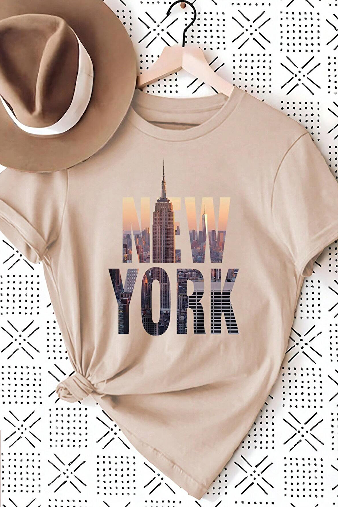 Unisex New York Baskılı Oversize Tshirt