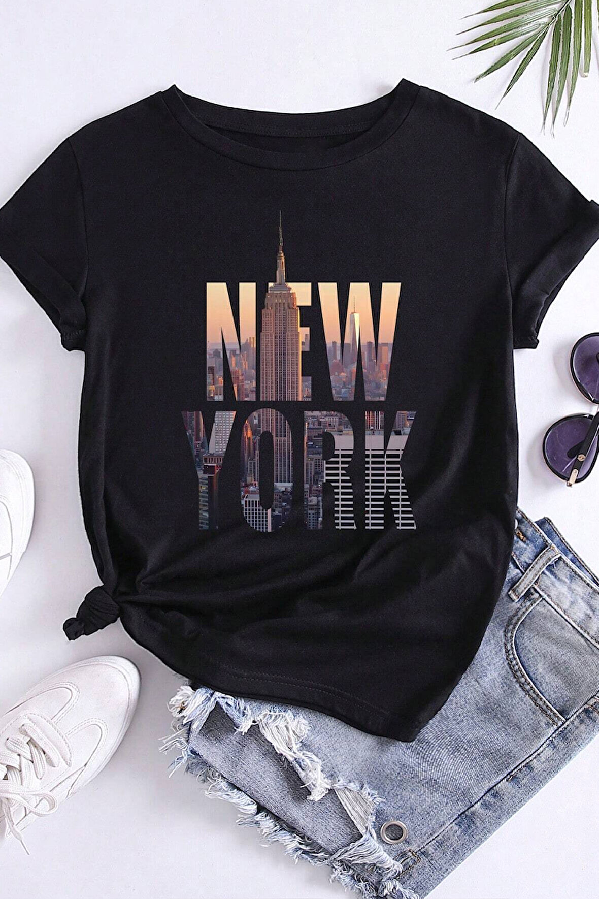 Uyguntarz Unisex New York Baskılı Oversize Tshirt