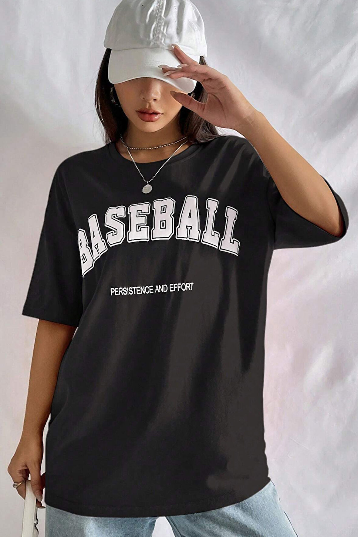 Unisex Baseball Baskılı Oversize Tshirt