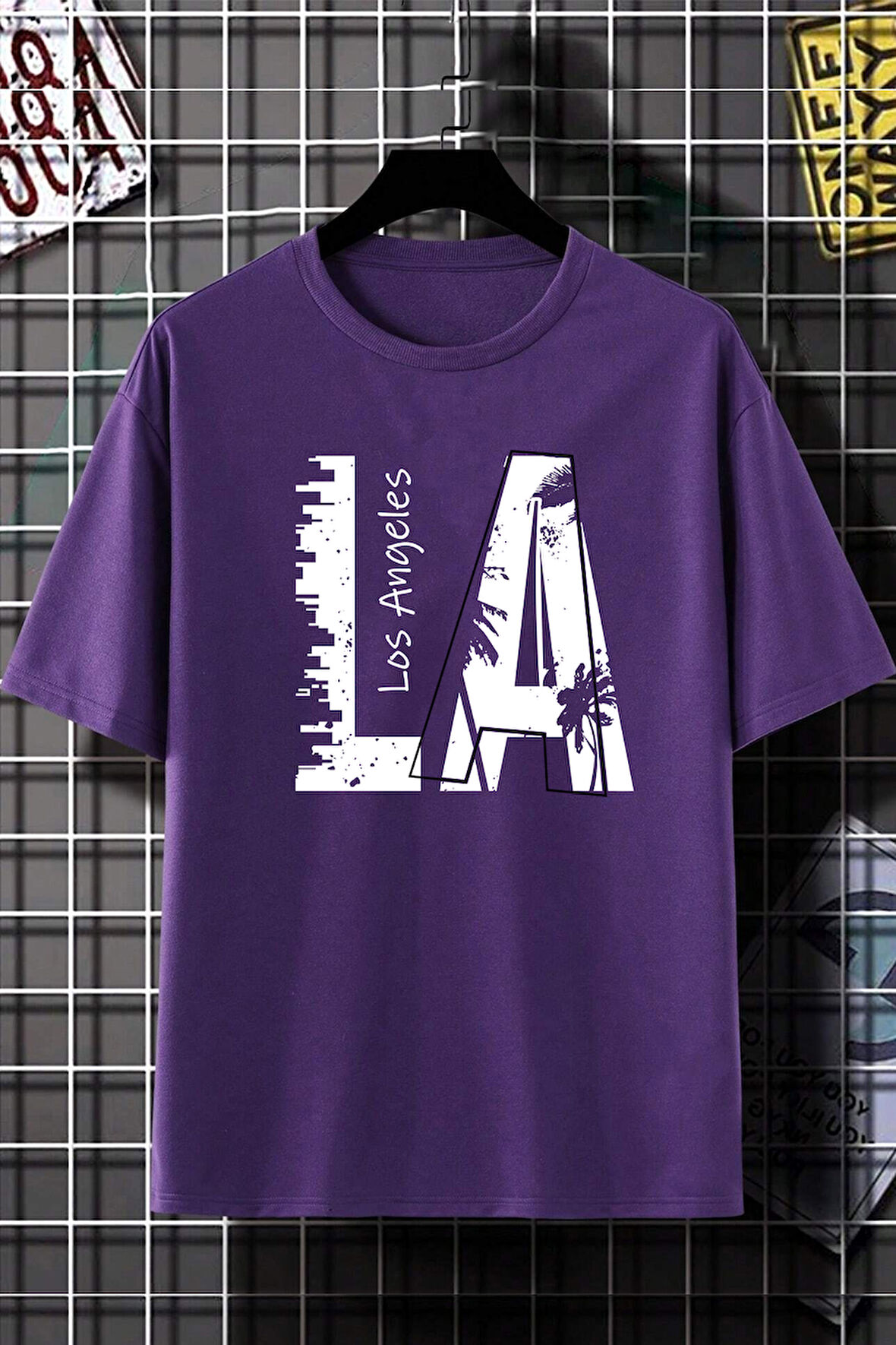 Uyguntarz Unisex Los Angles Baskılı Tasarım Tshirt