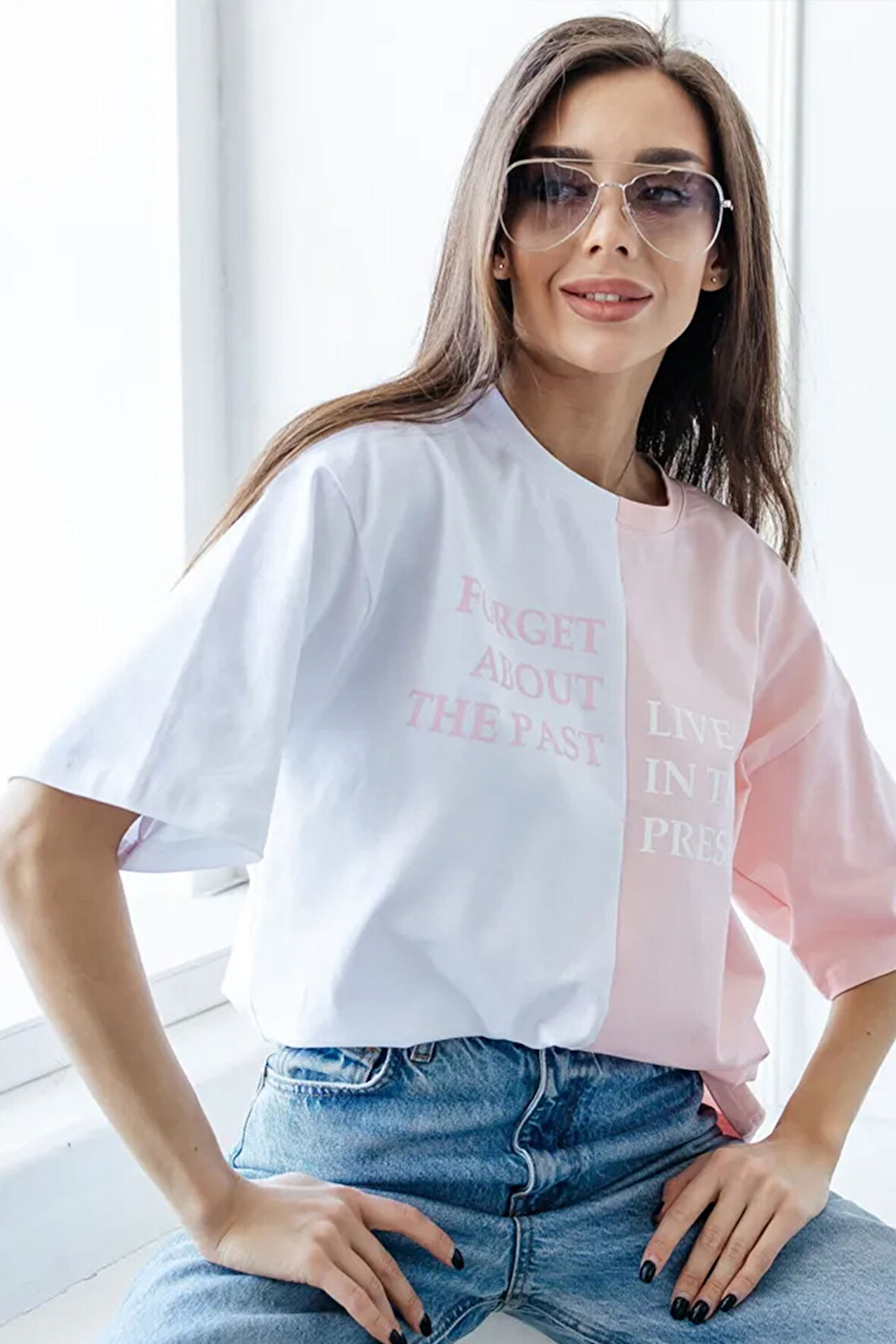 Uyguntarz Unisex Forget Live Baskılı Oversize Tshirt