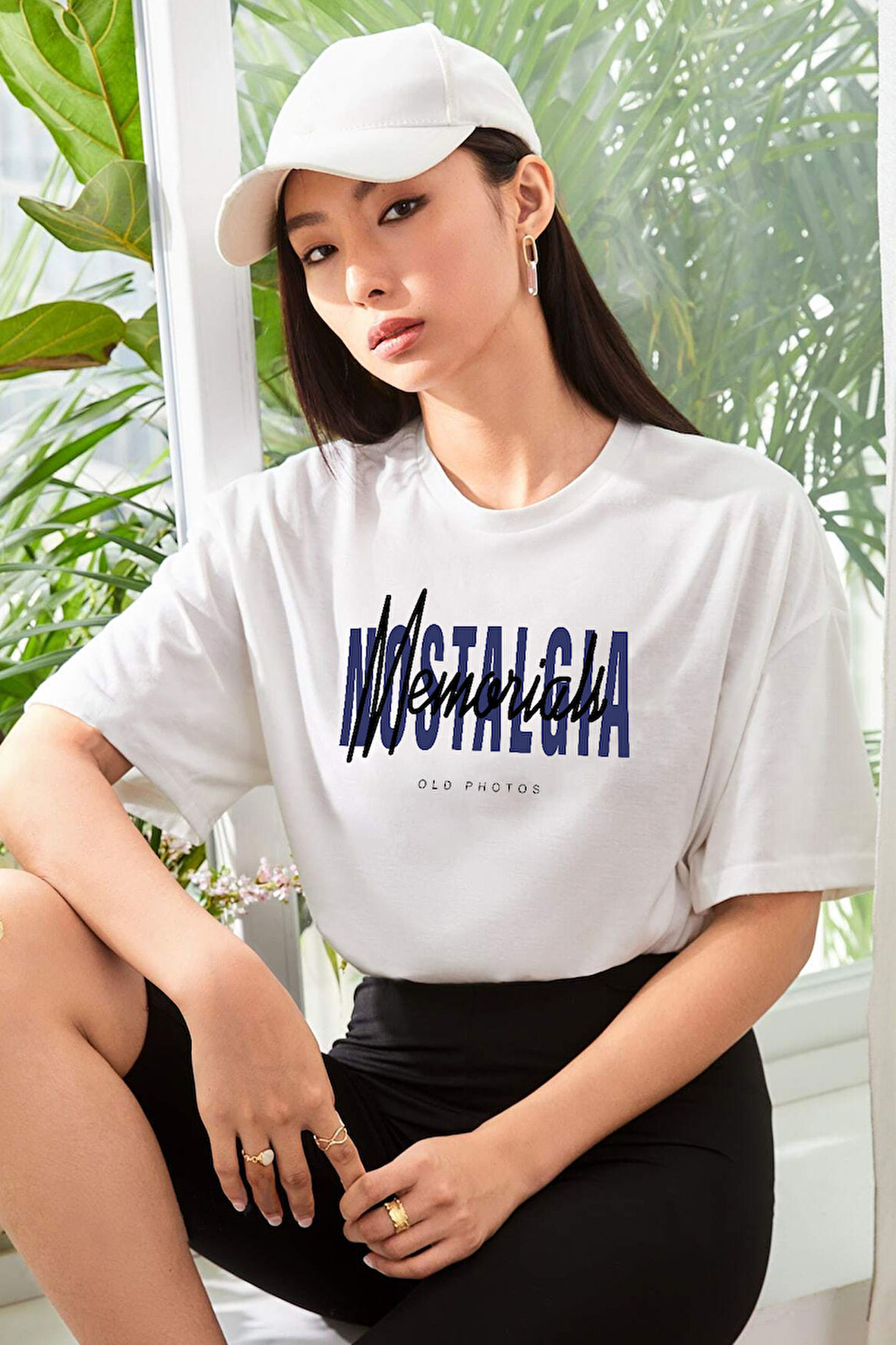 Unisex Nostalgia Baskılı Oversize Tshirt