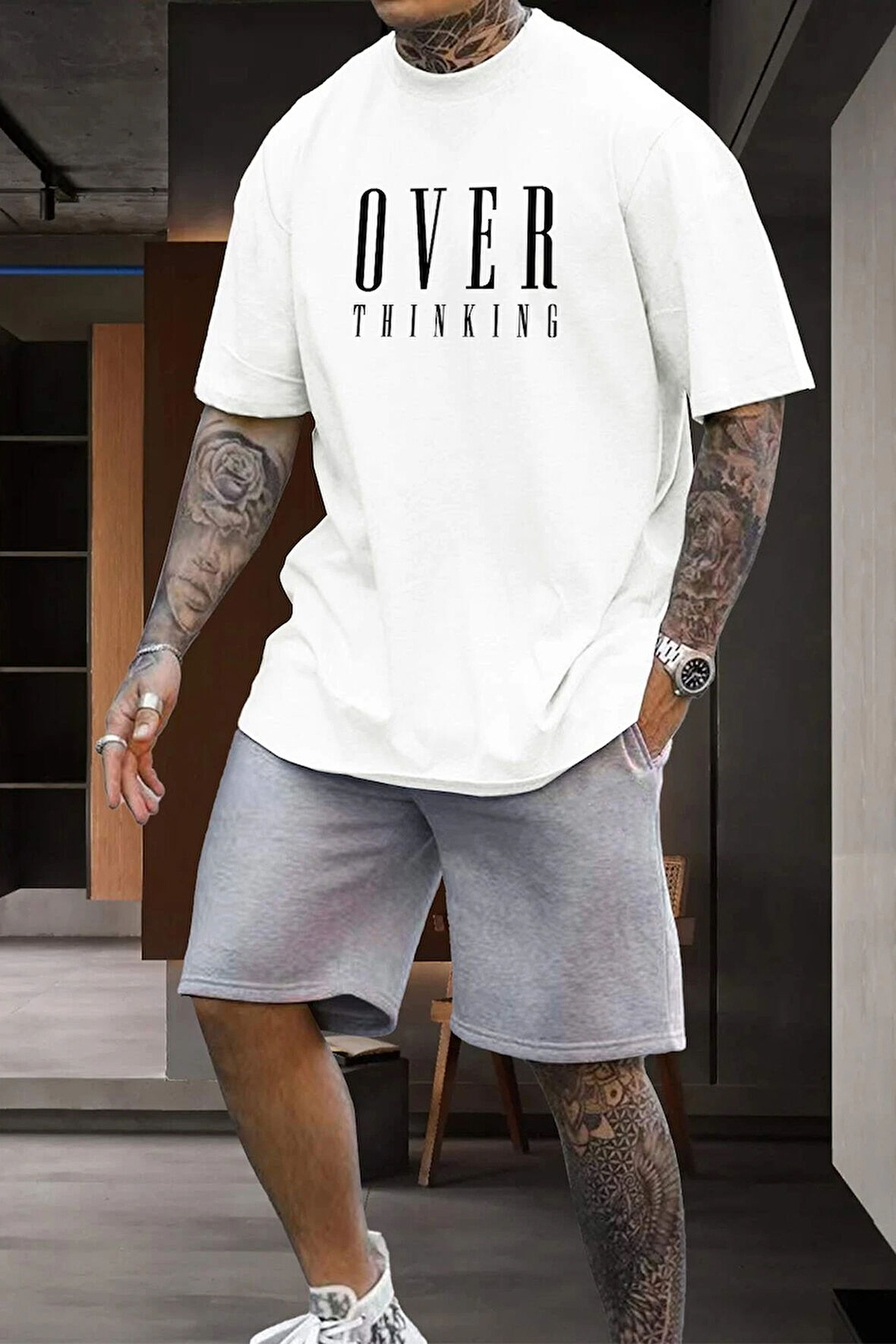 Uyguntarz Unisex Over Baskılı Şort Takım