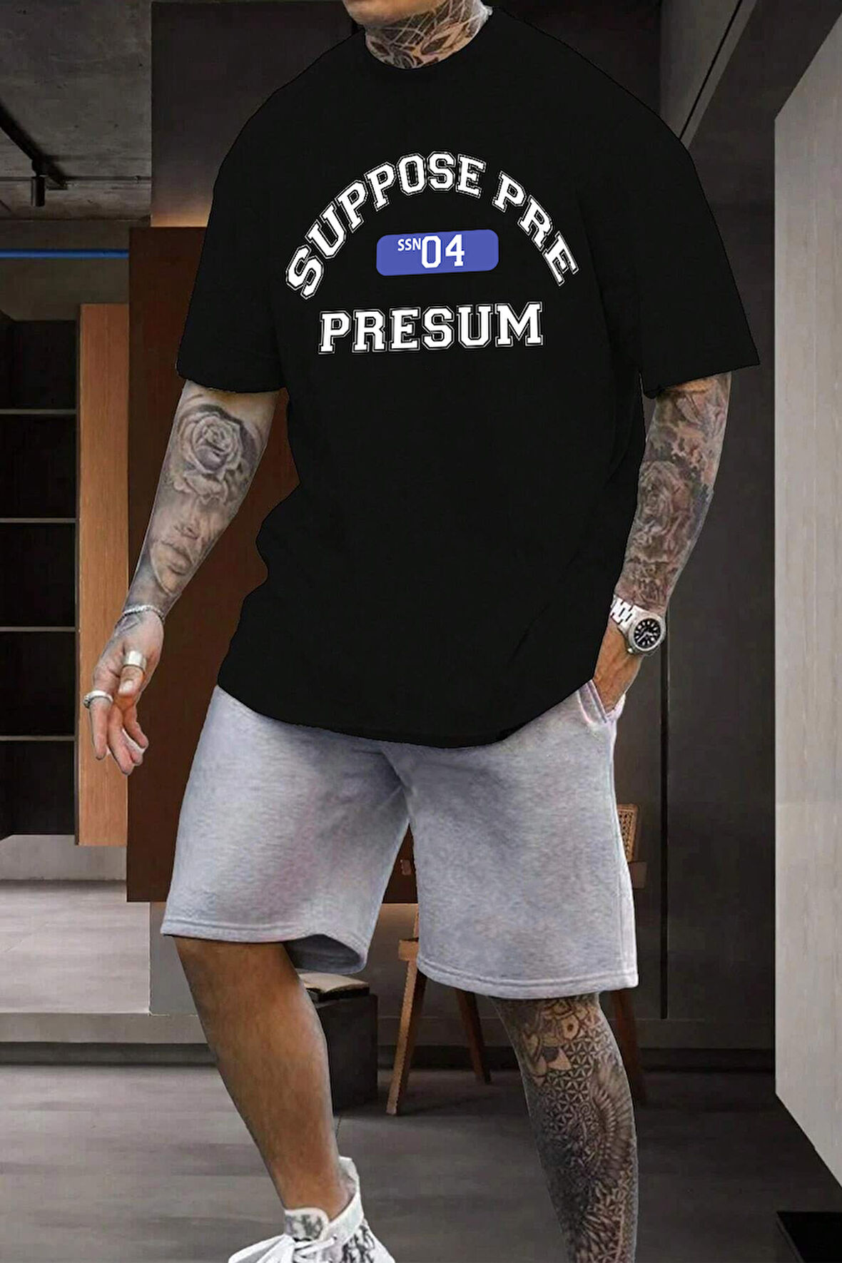 Uyguntarz Unisex Suppose Baskılı Şort Takım