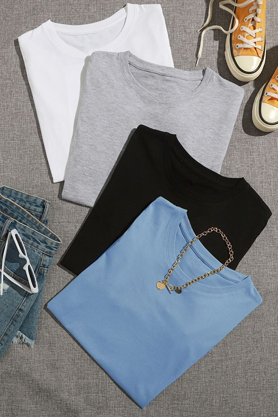 Unisex Basic Model 4'lu Tshirt