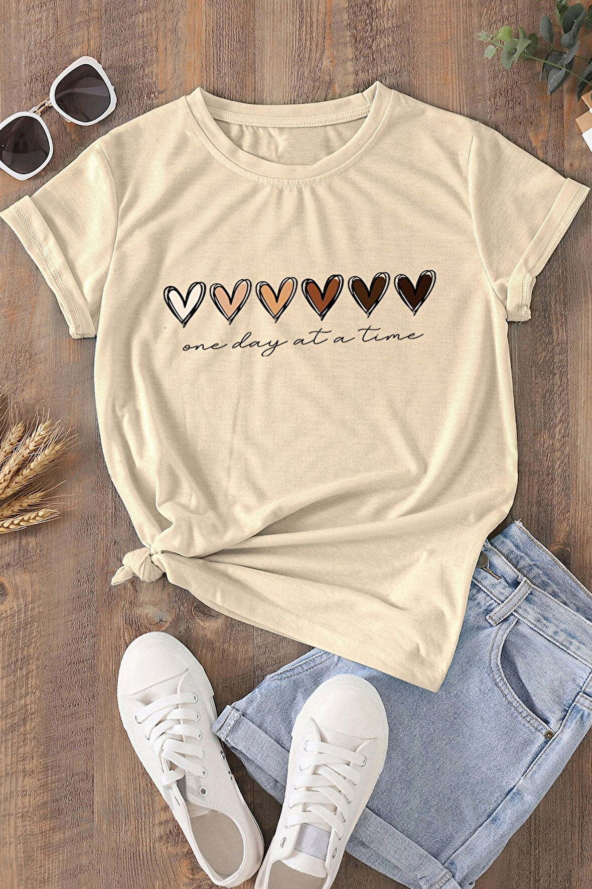 Uyguntarz Unisex Hearts Baskılı Tasarım Tshirt