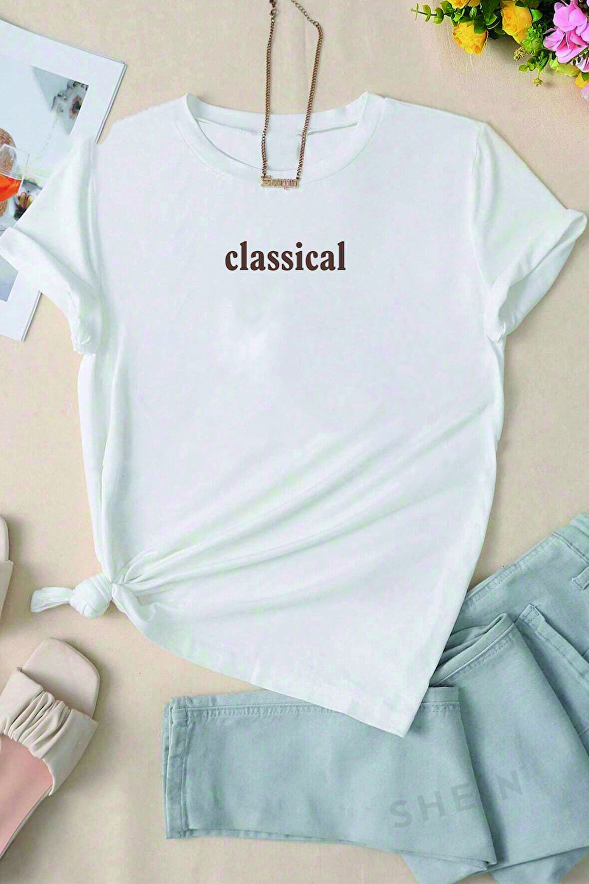 Uyguntarz Unisex Classical Baskılı Oversize Tshirt