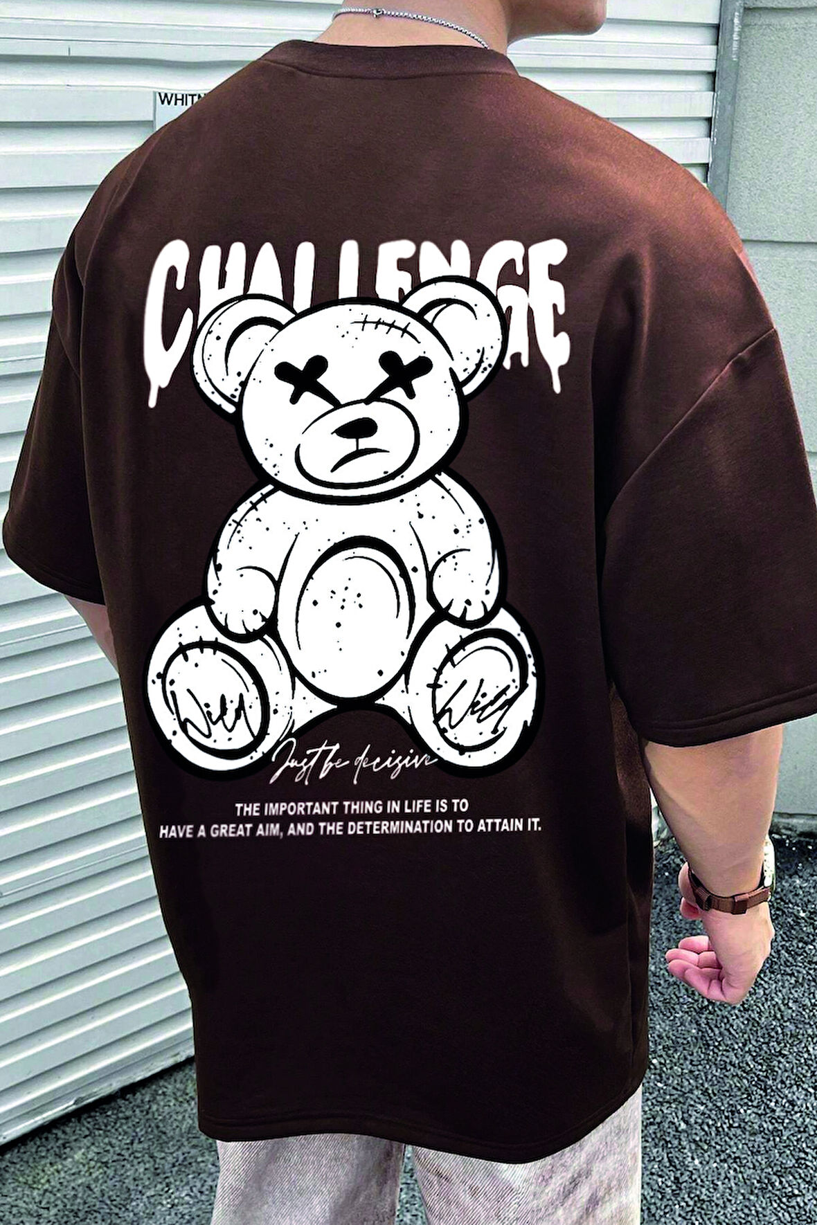 Uyguntarz Unisex Chalenge Sırt Baskılı Tasarım Tshirt