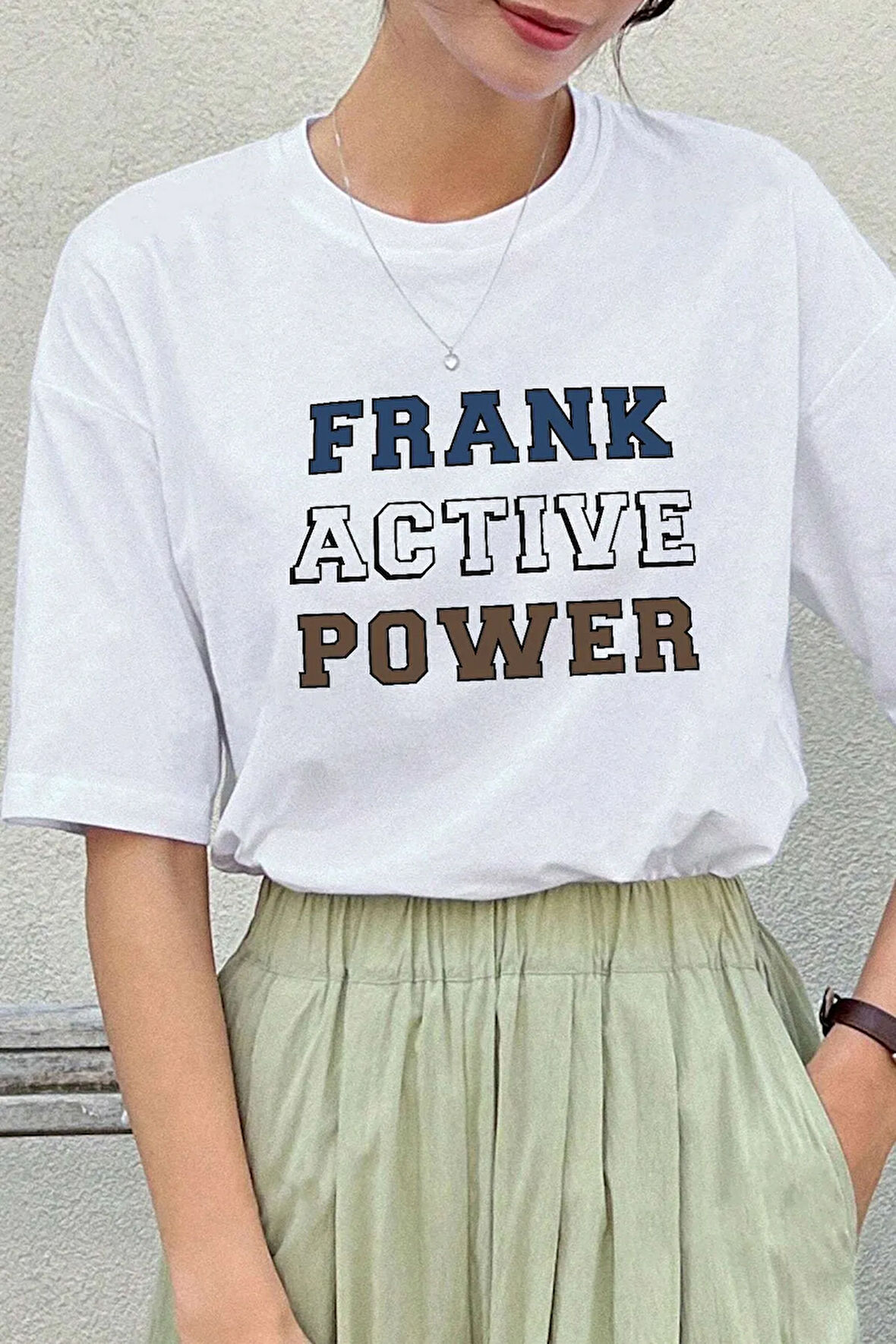 Unisex Frank Active Power Baskılı Oversize Tshirt