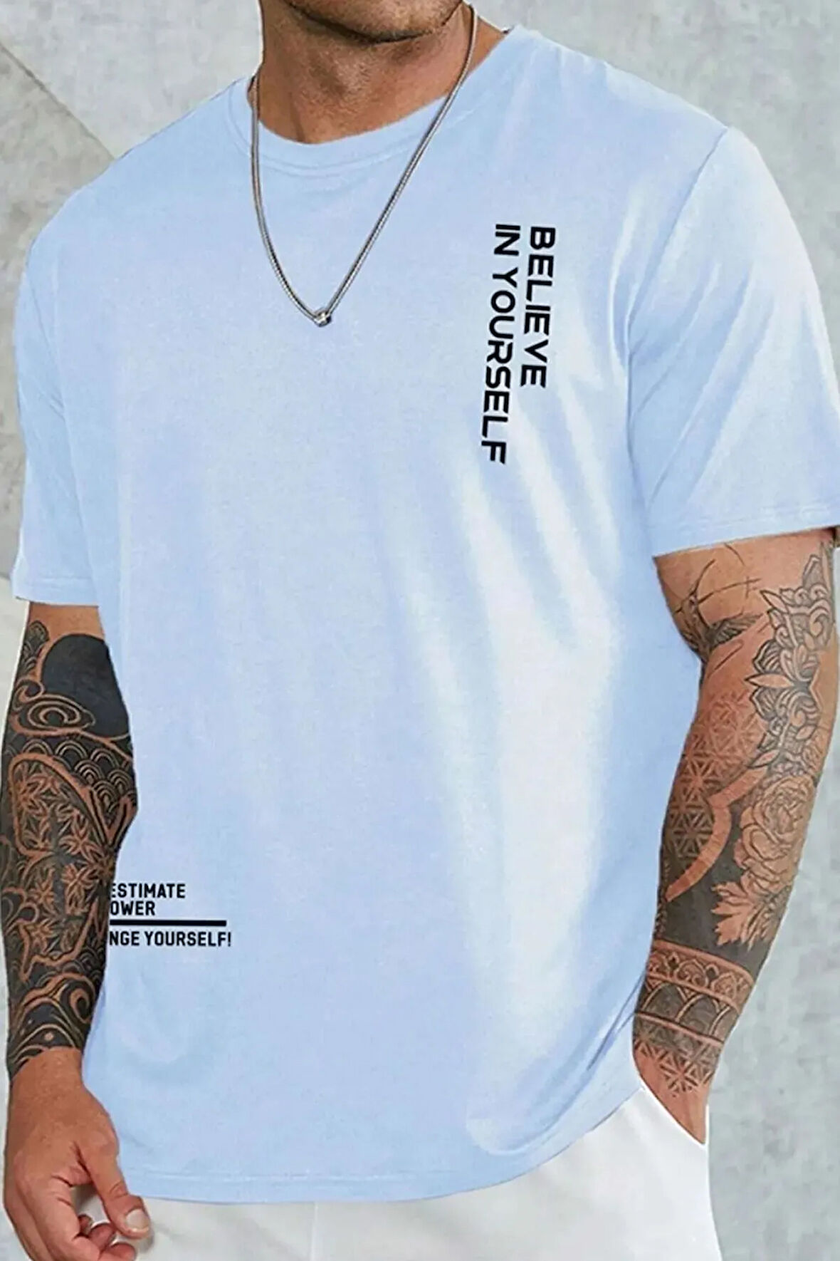 Uyguntarz Erkek Belive in Yourself Baskılı Oversize Tshirt