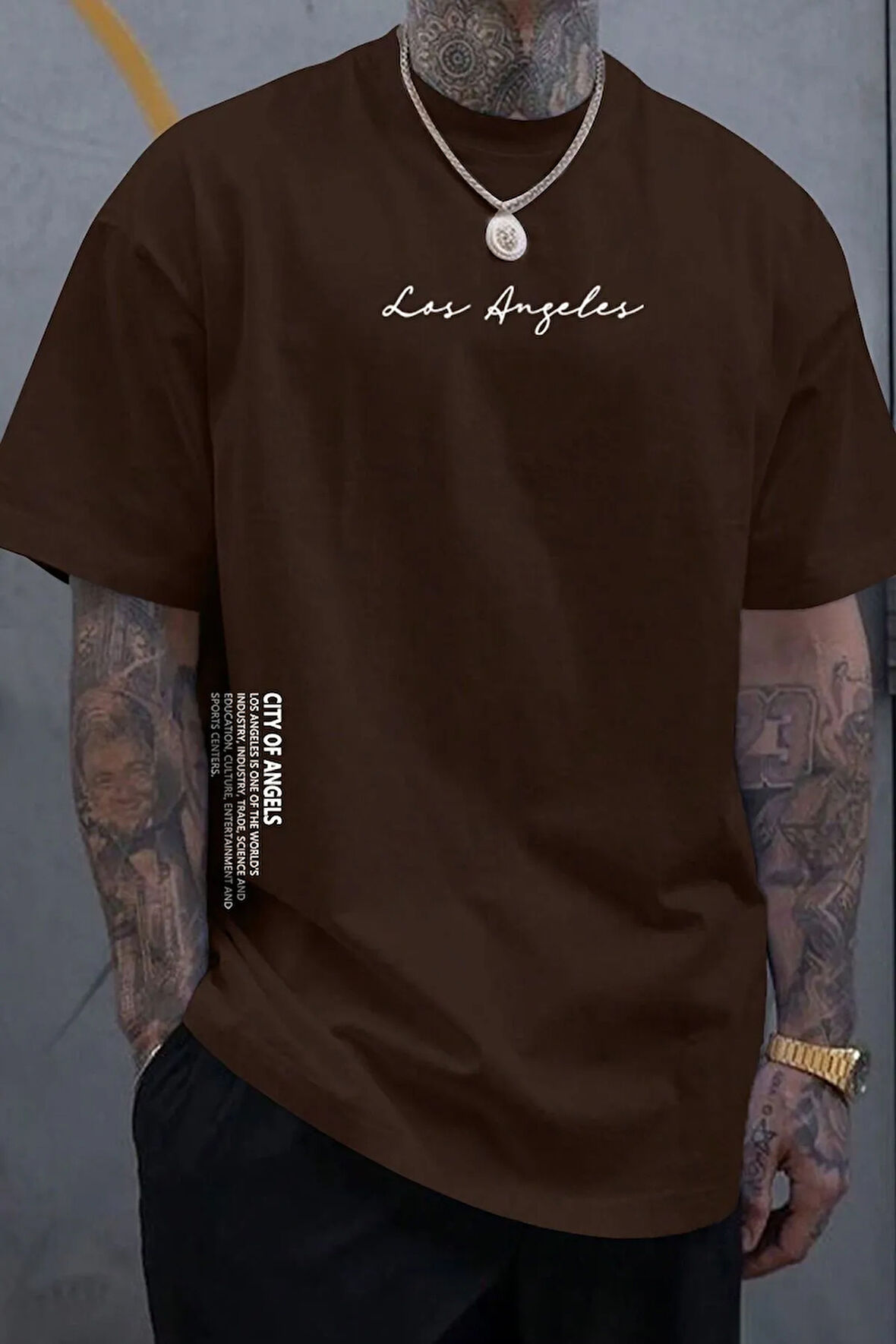 Uyguntarz Erkek Los Angles Baskılı Oversize Tshirt