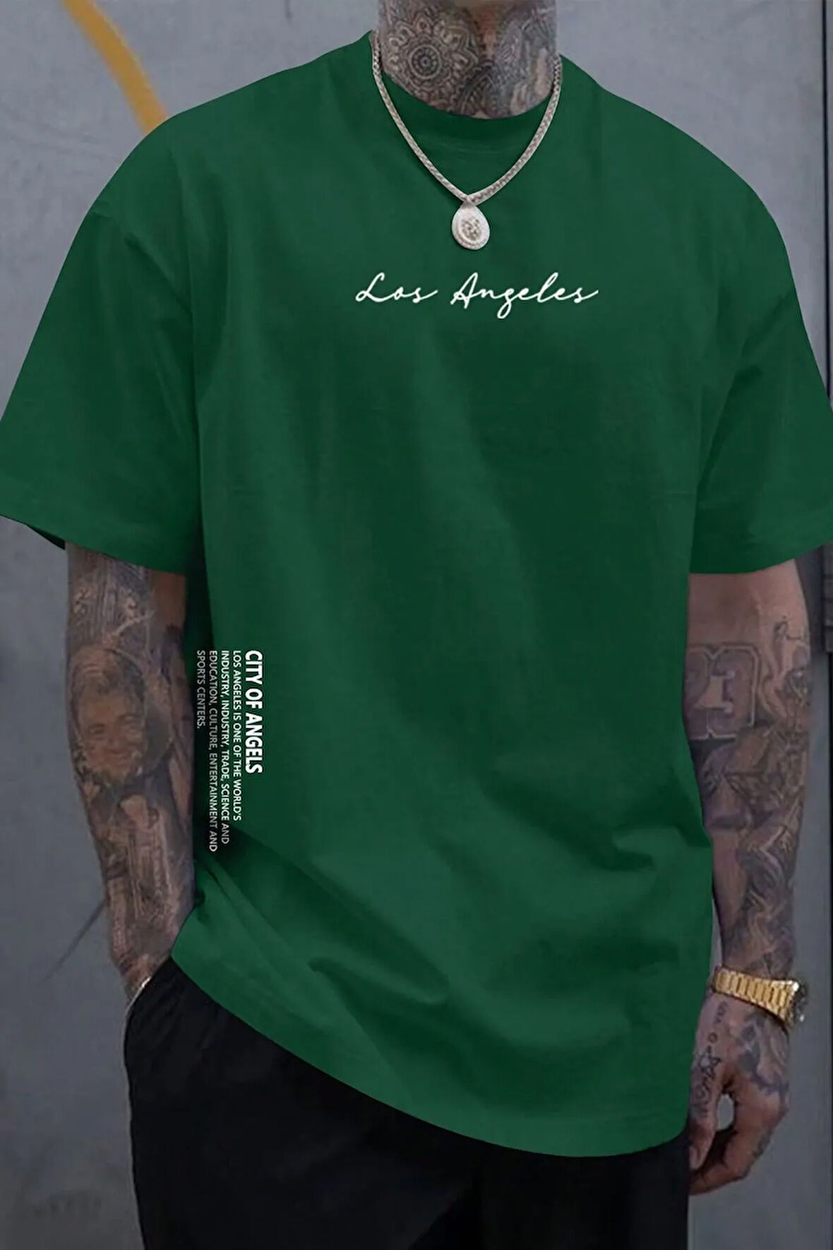 Uyguntarz Erkek Los Angles Baskılı Oversize Tshirt